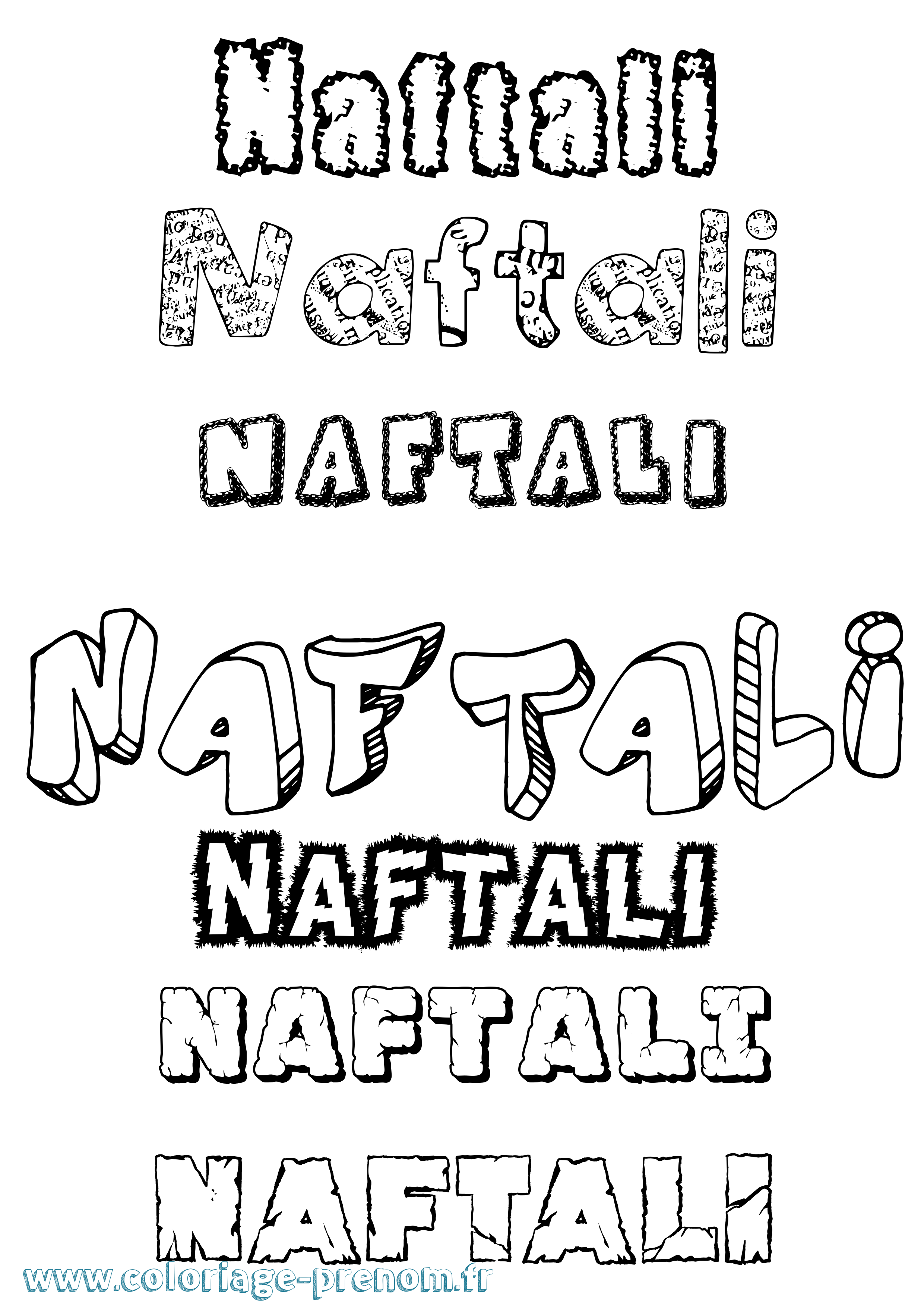 Coloriage Naftali Destructuré Coloriage prénom Naftali Destructuré
