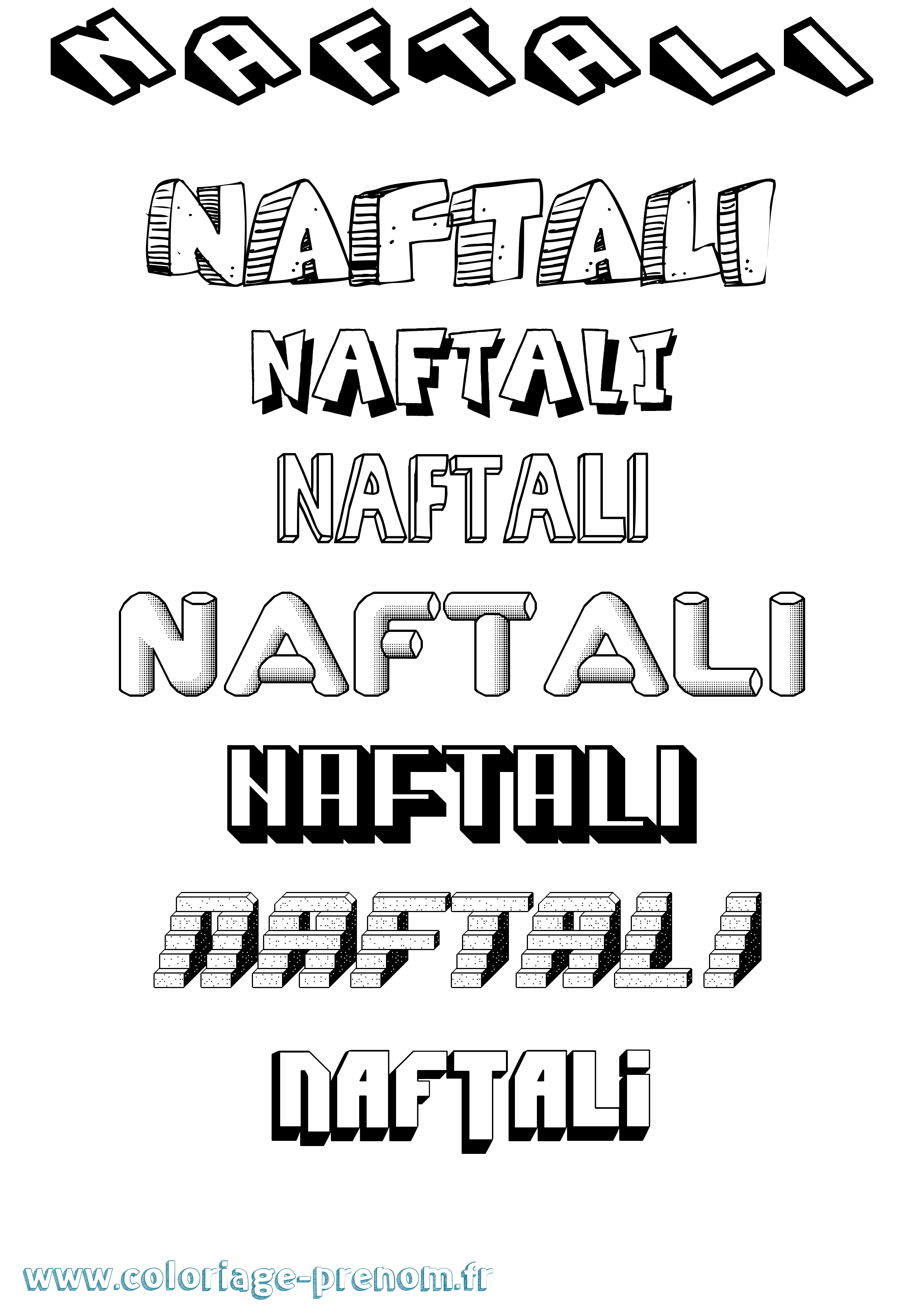 Coloriage Naftali Effet 3D Coloriage prénom Naftali Effet 3D