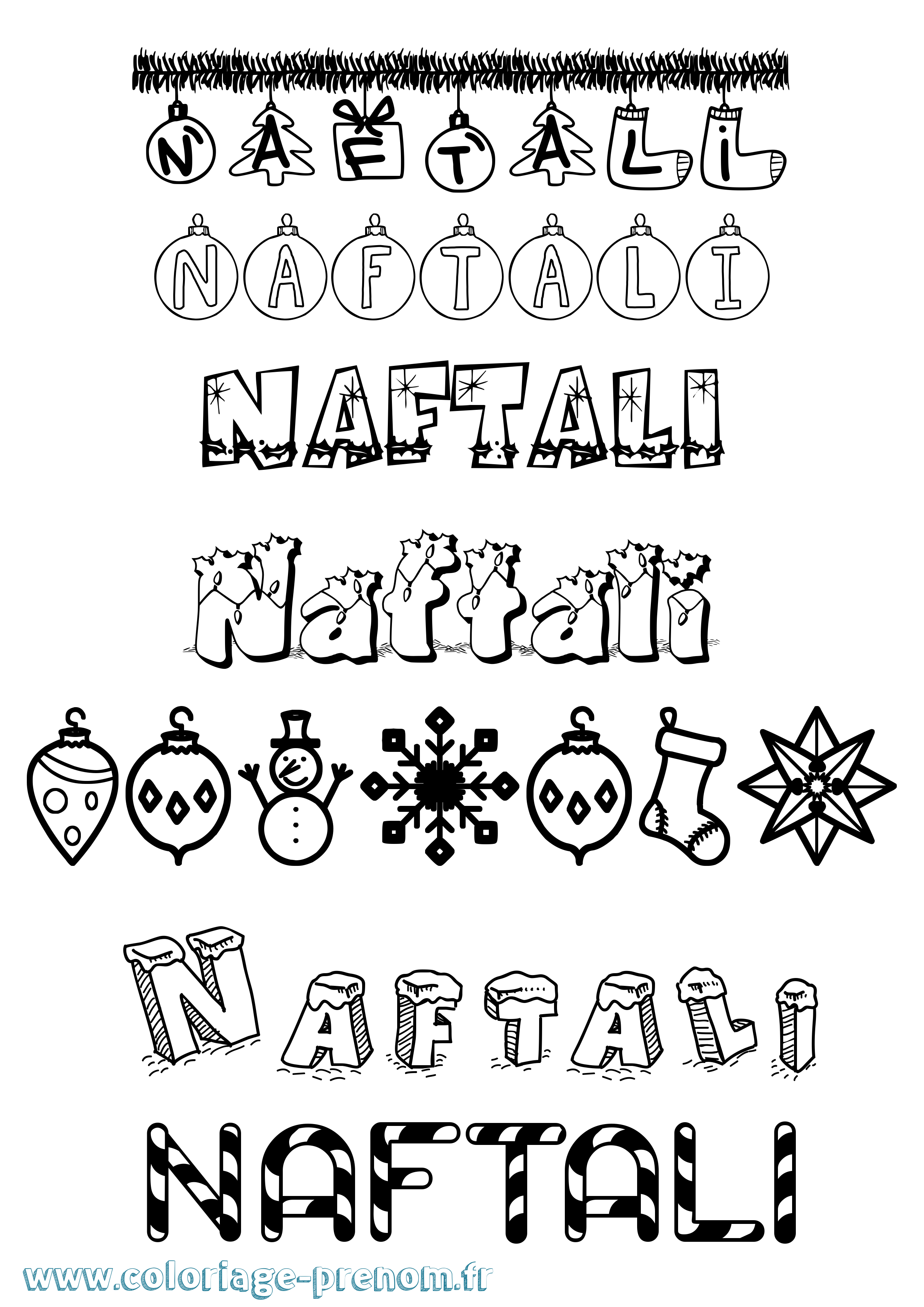 Coloriage Naftali Noël Coloriage prénom Naftali Noël