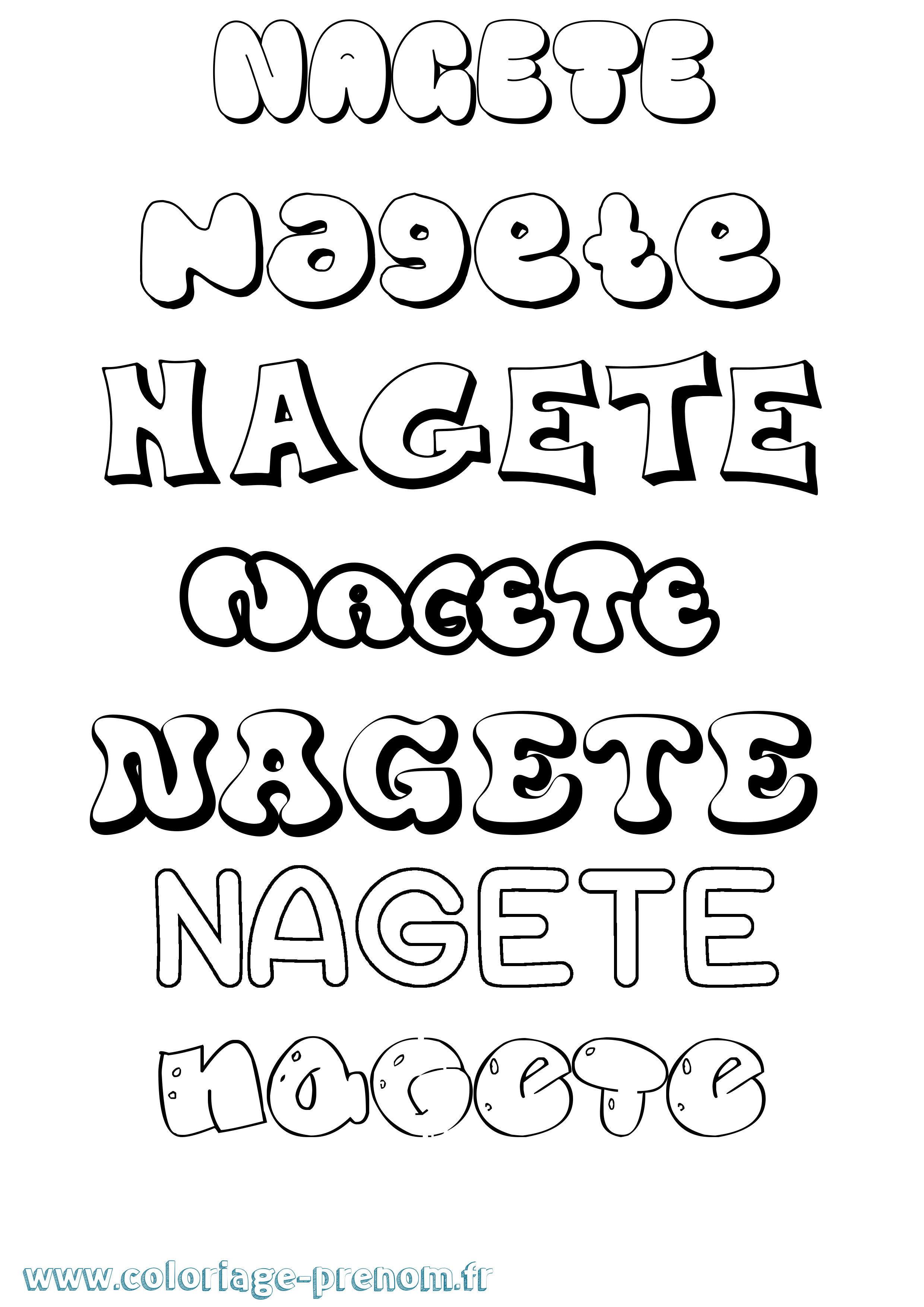 Coloriage Nagete Bubble Coloriage prénom Nagete Bubble