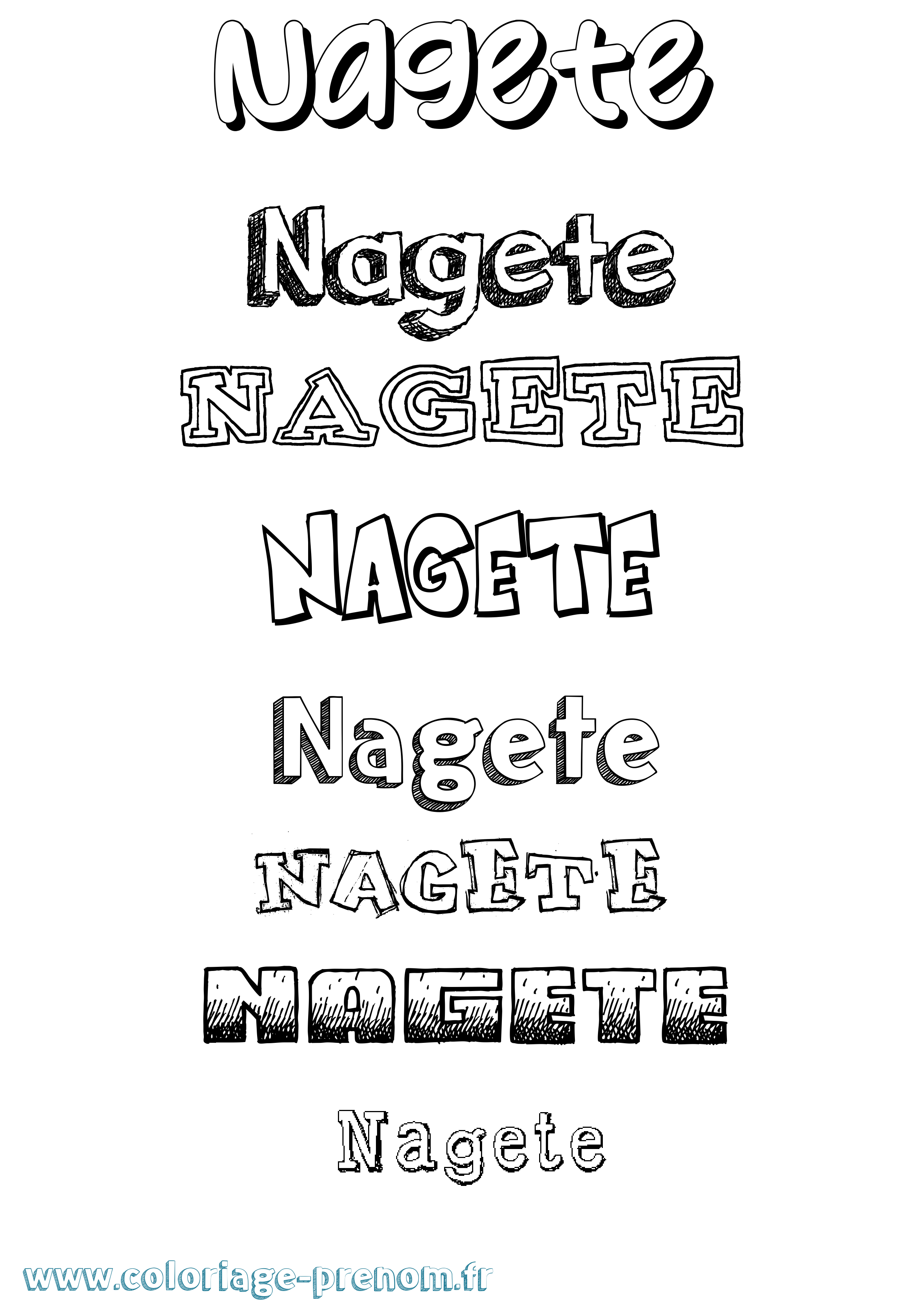 Coloriage Nagete Dessiné Coloriage prénom Nagete Dessiné