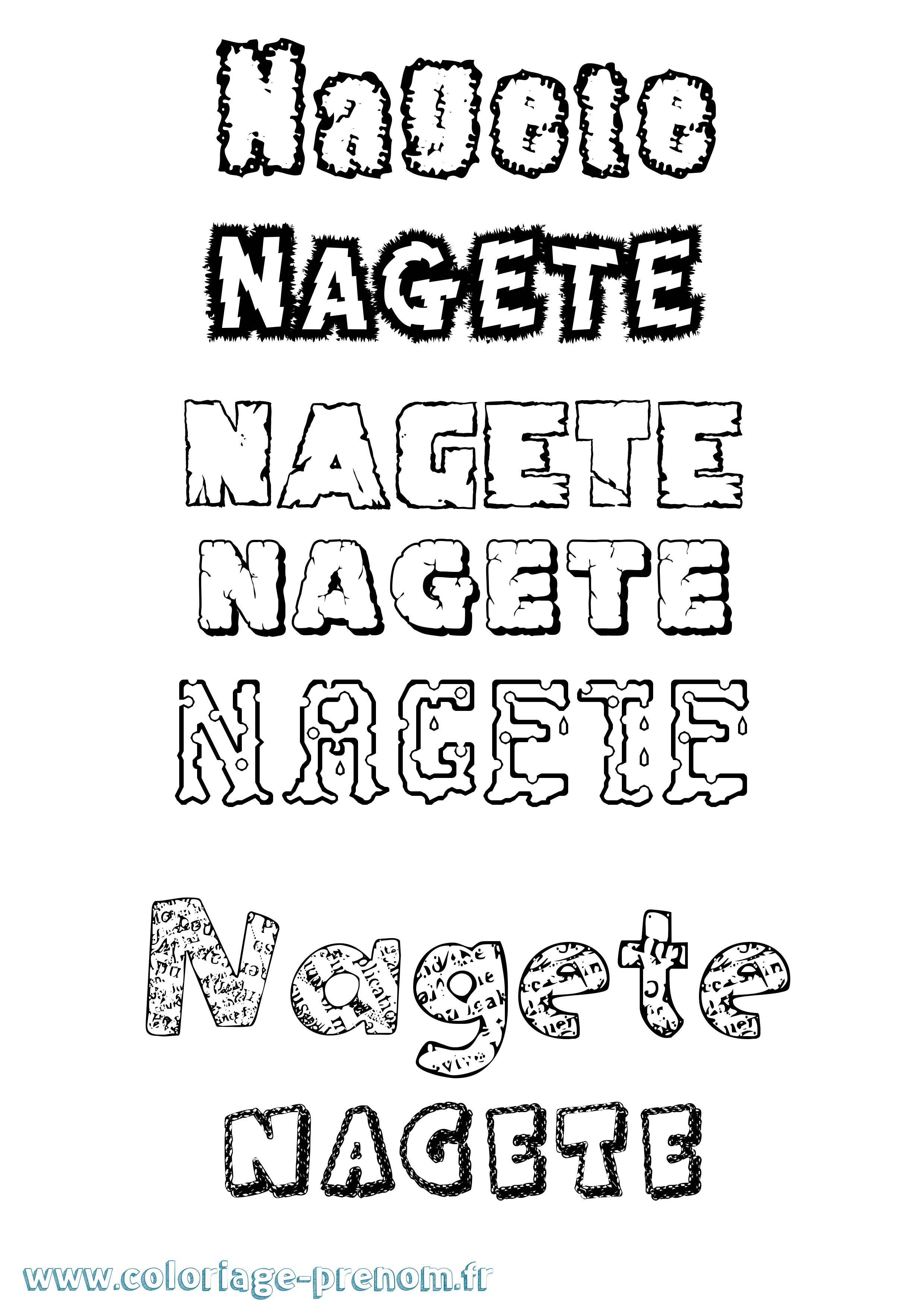 Coloriage Nagete Destructuré Coloriage prénom Nagete Destructuré