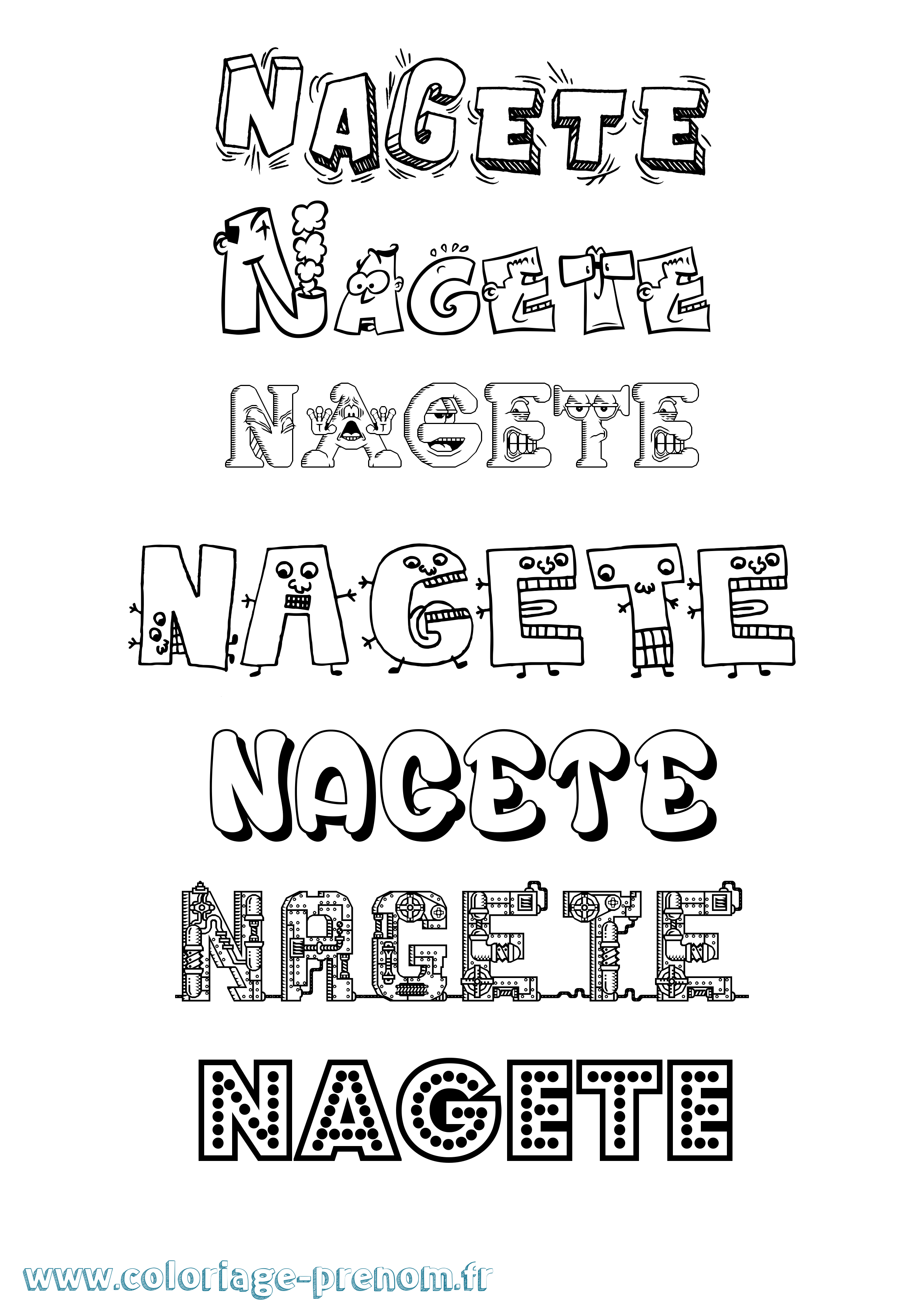 Coloriage Nagete Fun Coloriage prénom Nagete Fun