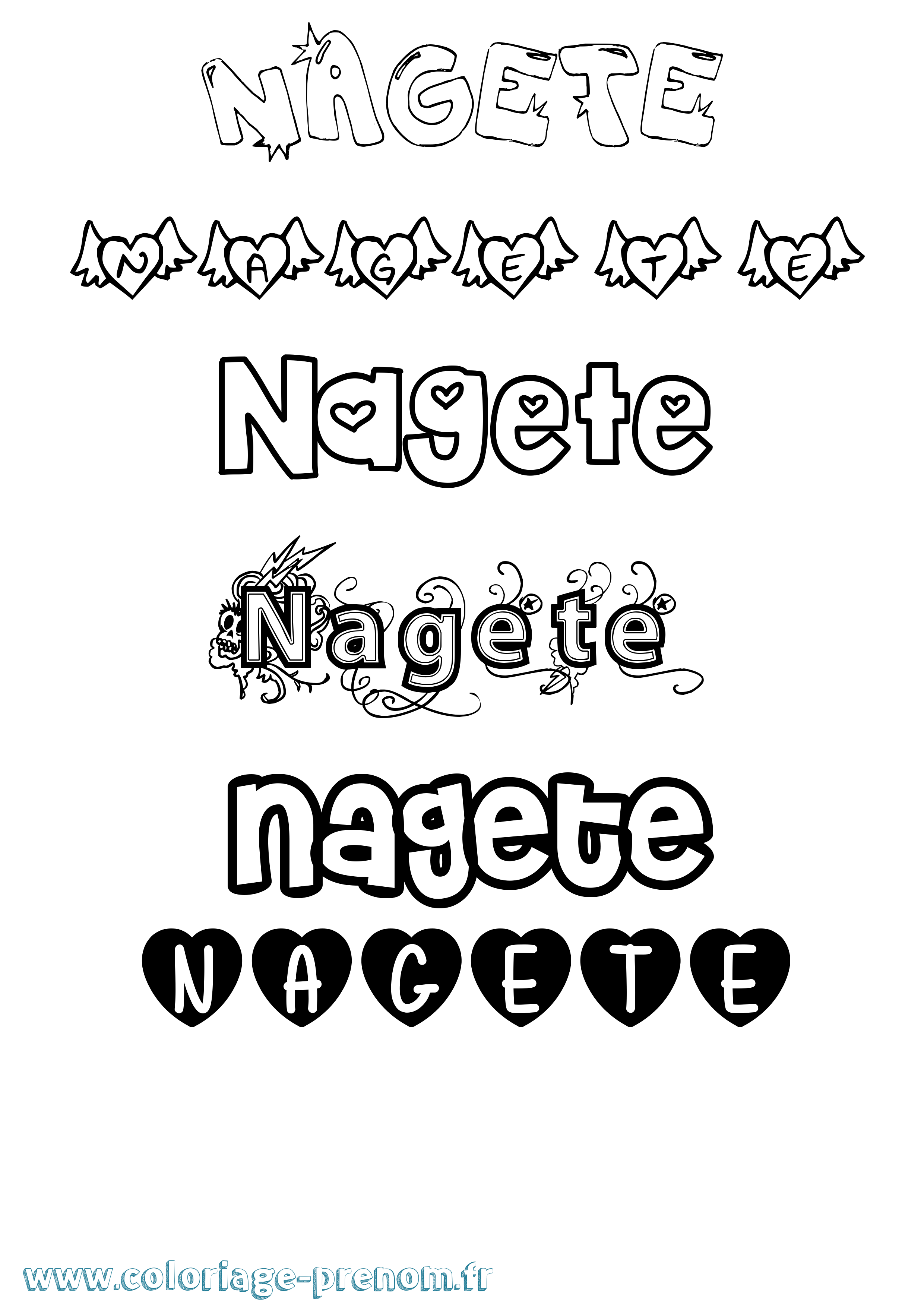 Coloriage Nagete Girly Coloriage prénom Nagete Girly