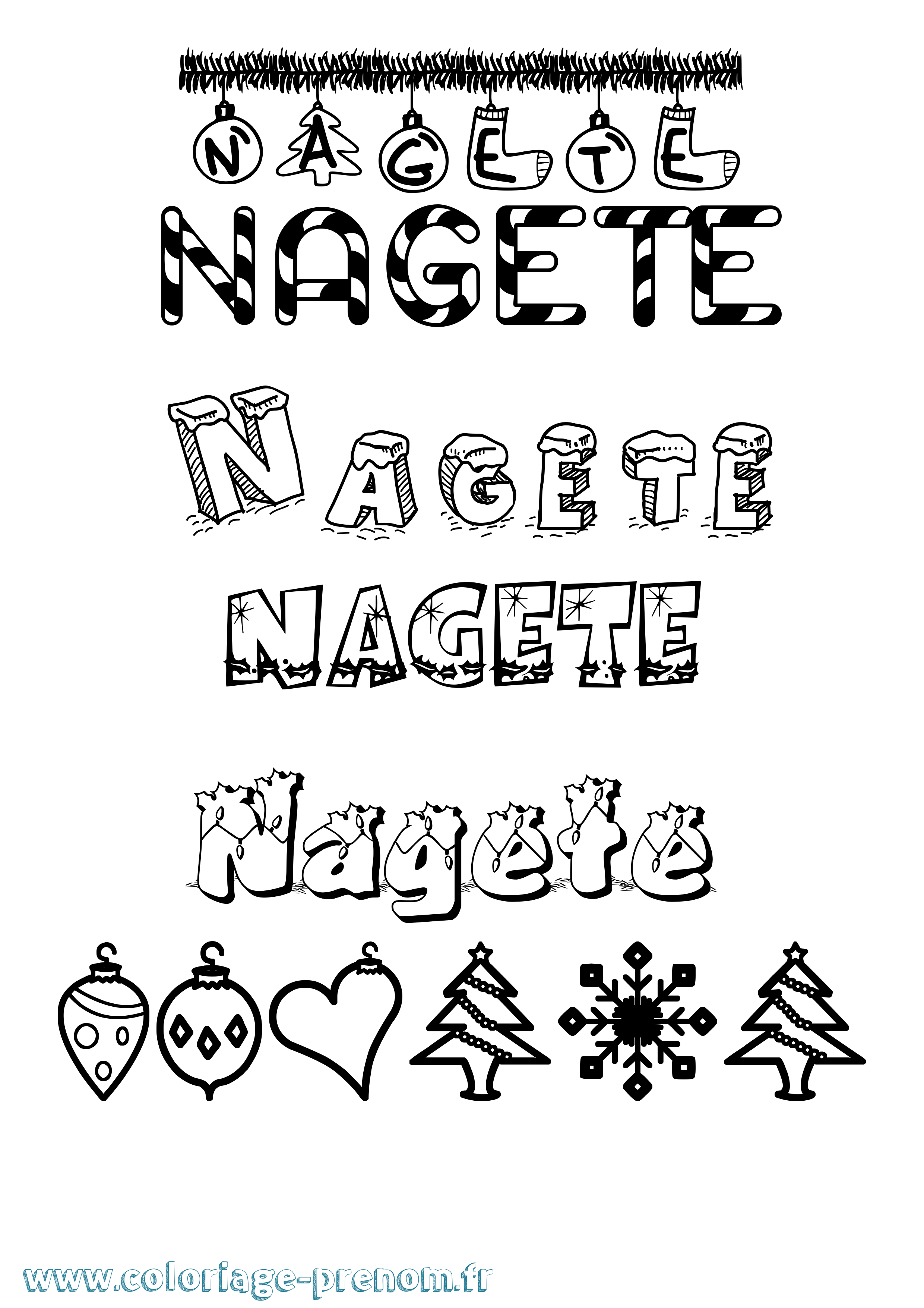 Coloriage Nagete Noël Coloriage prénom Nagete Noël