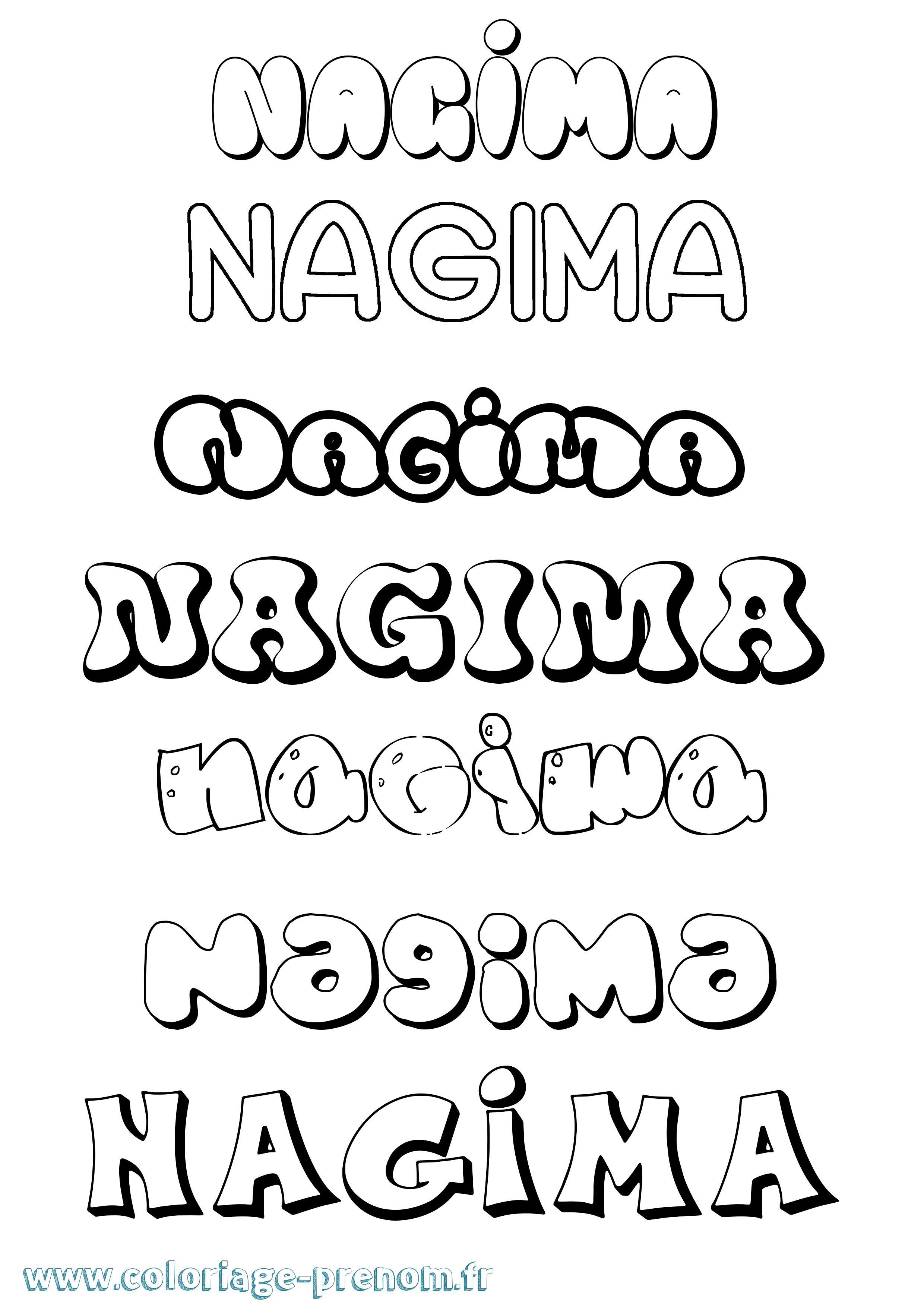 Coloriage Nagima Bubble Coloriage prénom Nagima Bubble
