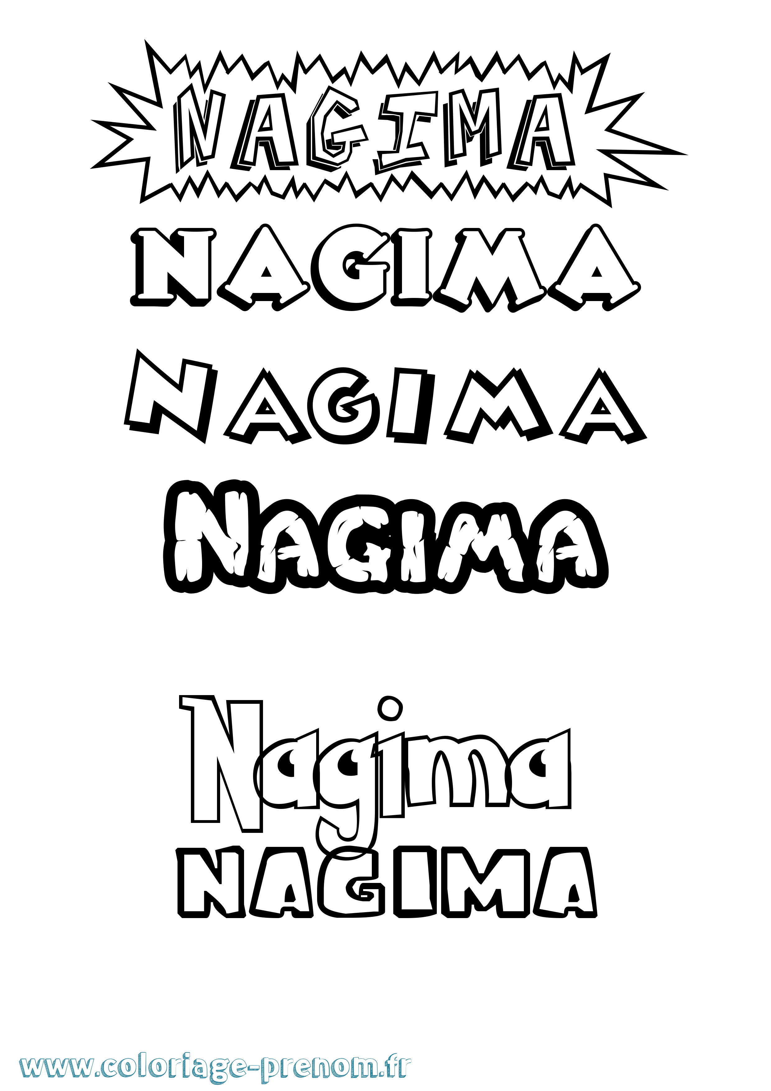 Coloriage Nagima Dessin Animé Coloriage prénom Nagima Dessin Animé