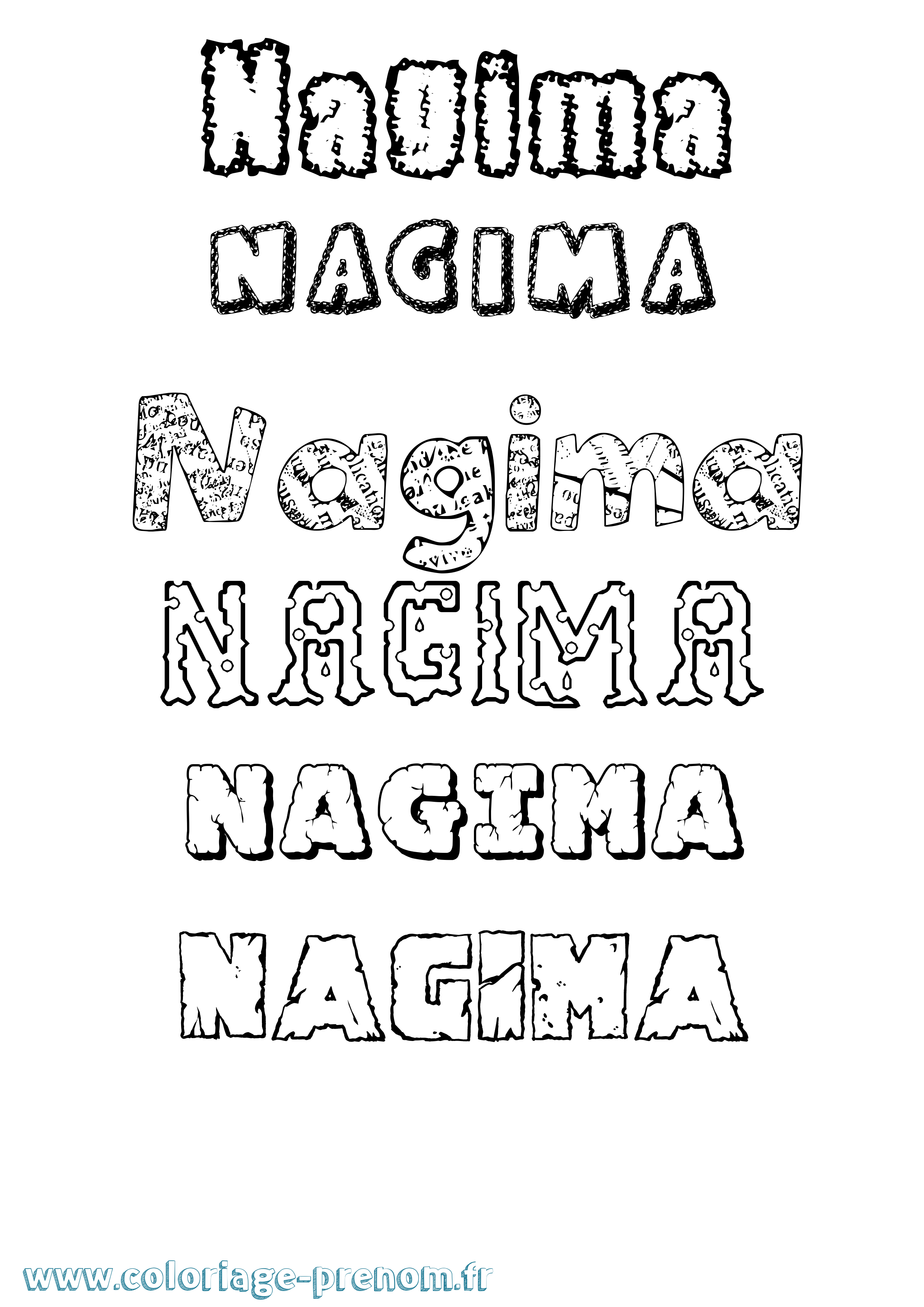 Coloriage Nagima Destructuré Coloriage prénom Nagima Destructuré