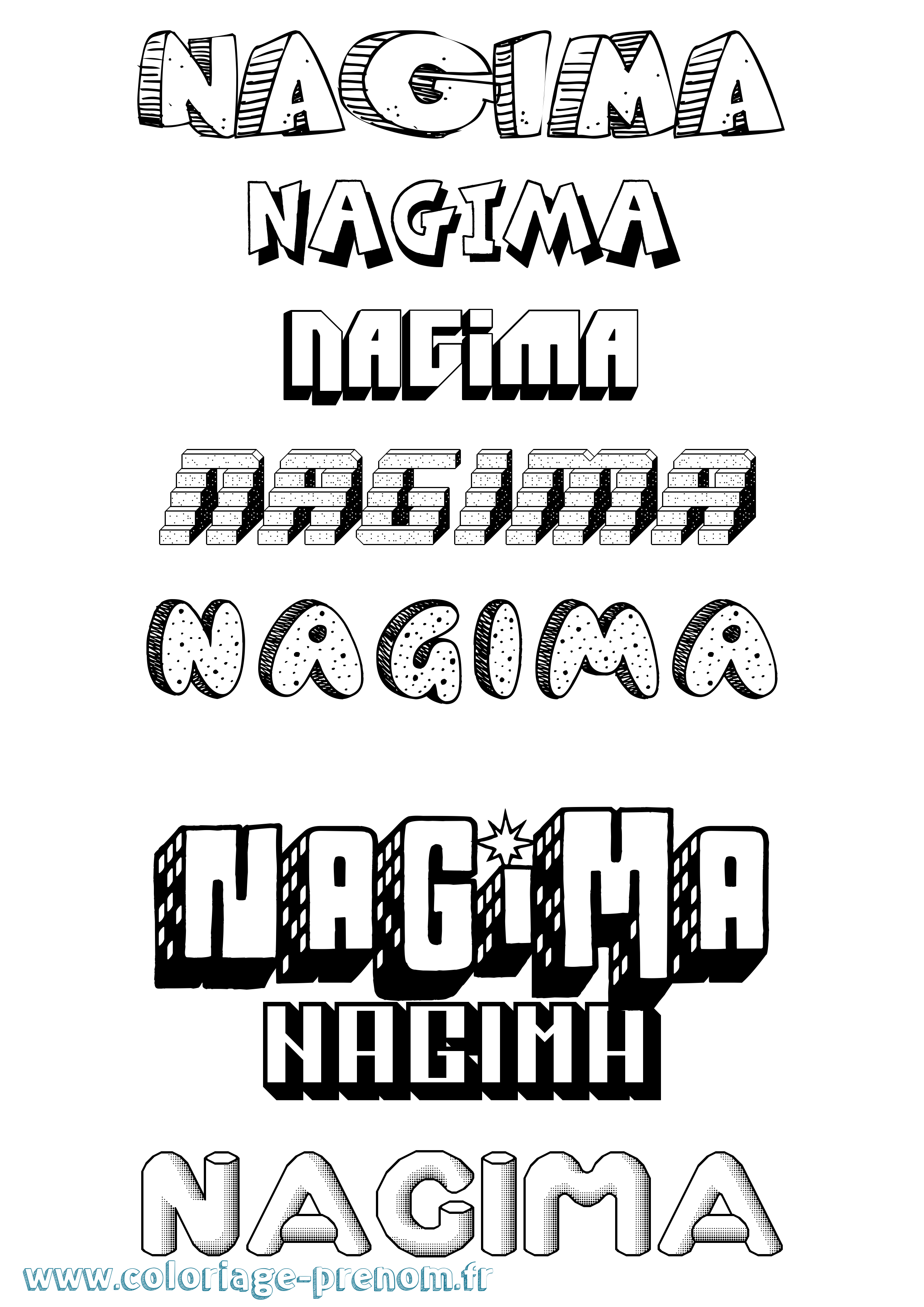 Coloriage Nagima Effet 3D Coloriage prénom Nagima Effet 3D