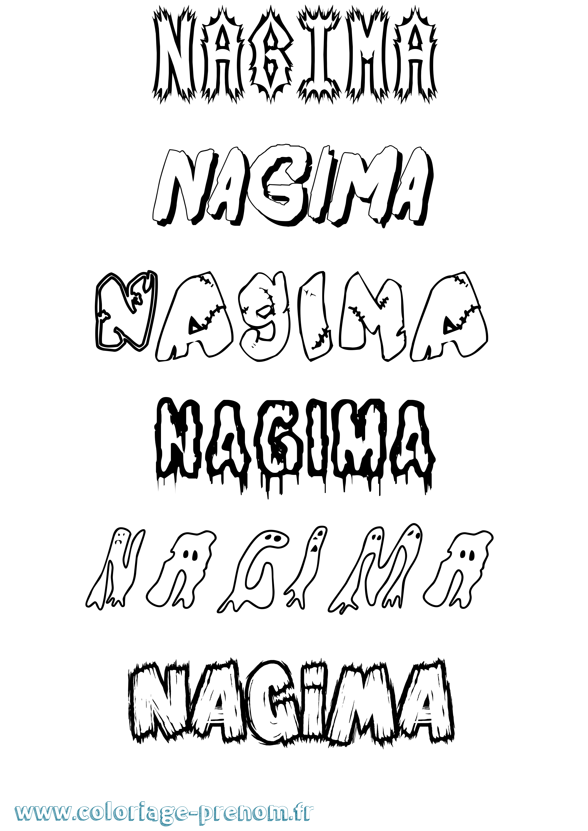 Coloriage Nagima Frisson Coloriage prénom Nagima Frisson