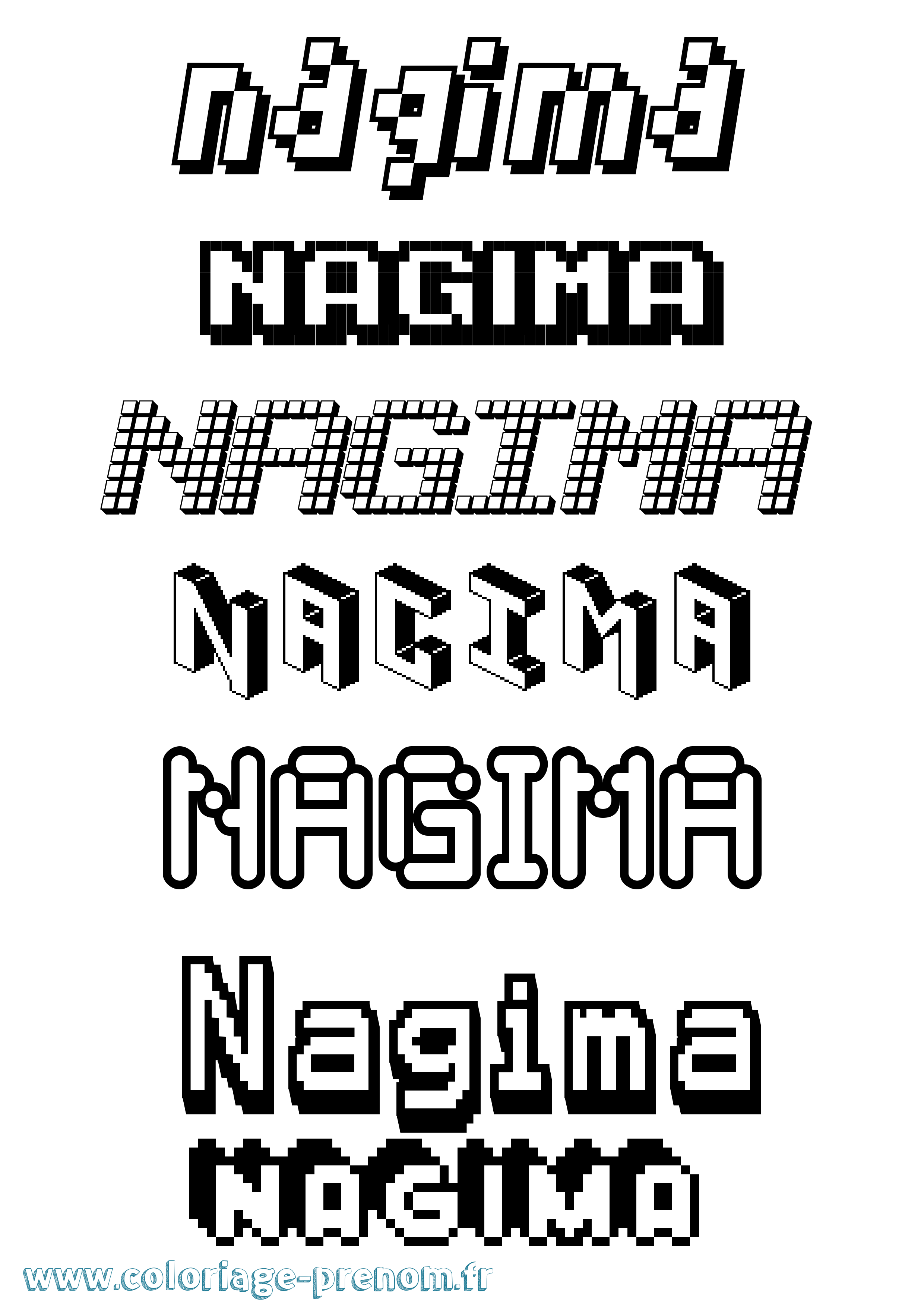 Coloriage Nagima Pixel Coloriage prénom Nagima Pixel