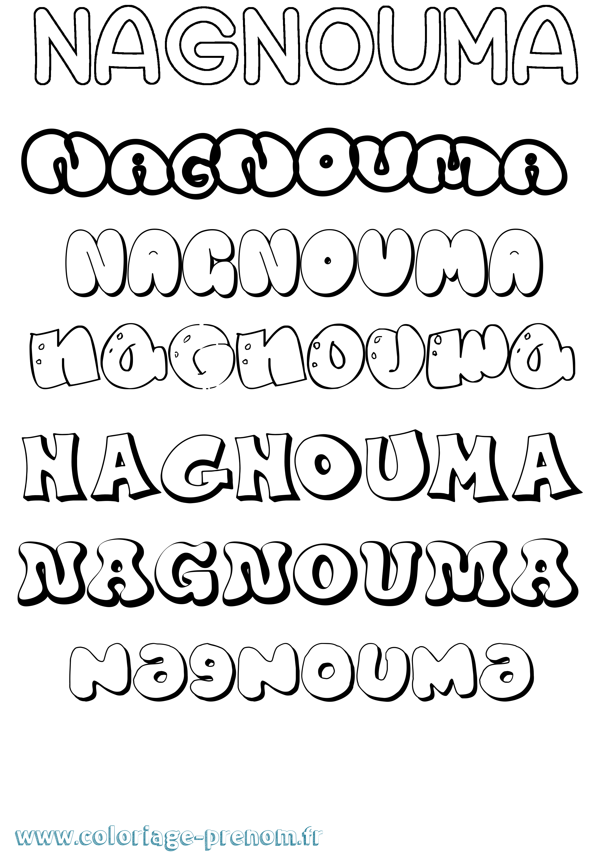 Coloriage Nagnouma Bubble Coloriage prénom Nagnouma Bubble