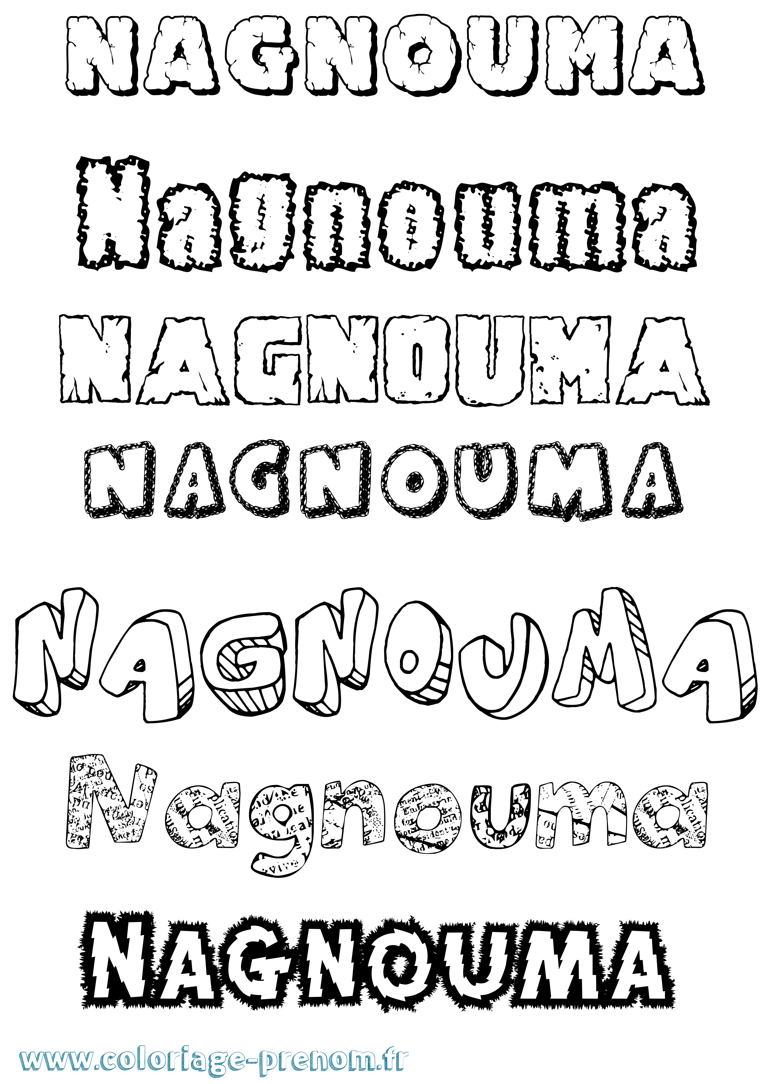 Coloriage Nagnouma Destructuré Coloriage prénom Nagnouma Destructuré