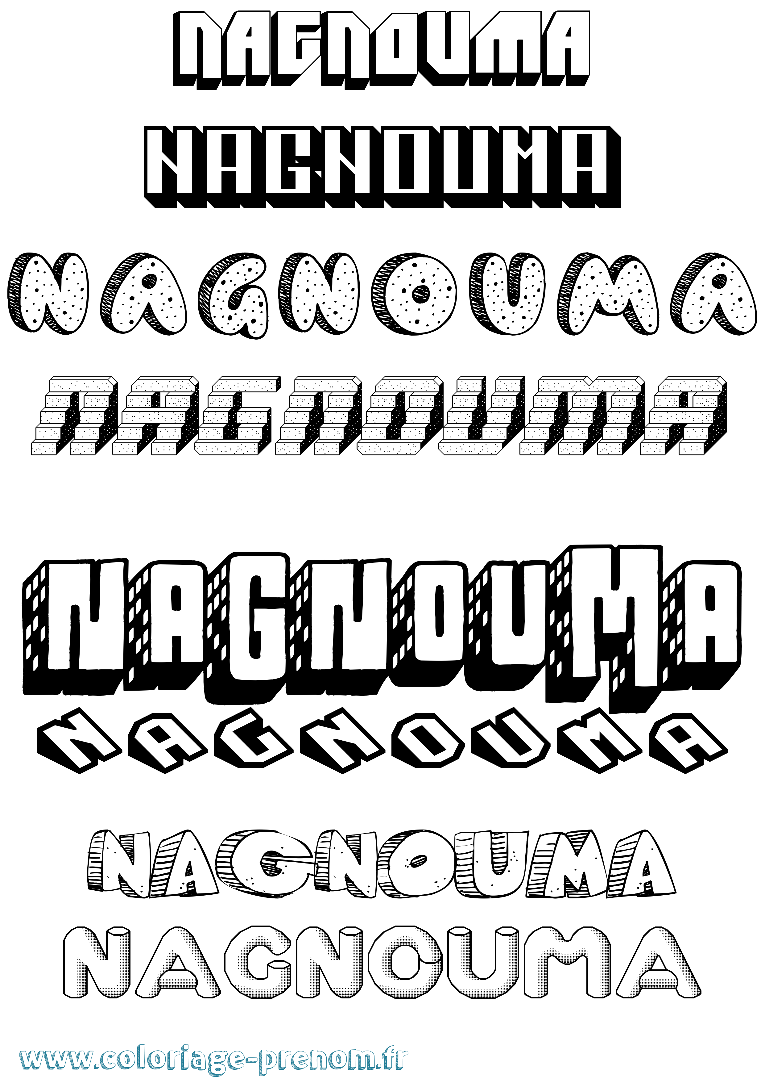 Coloriage Nagnouma Effet 3D Coloriage prénom Nagnouma Effet 3D