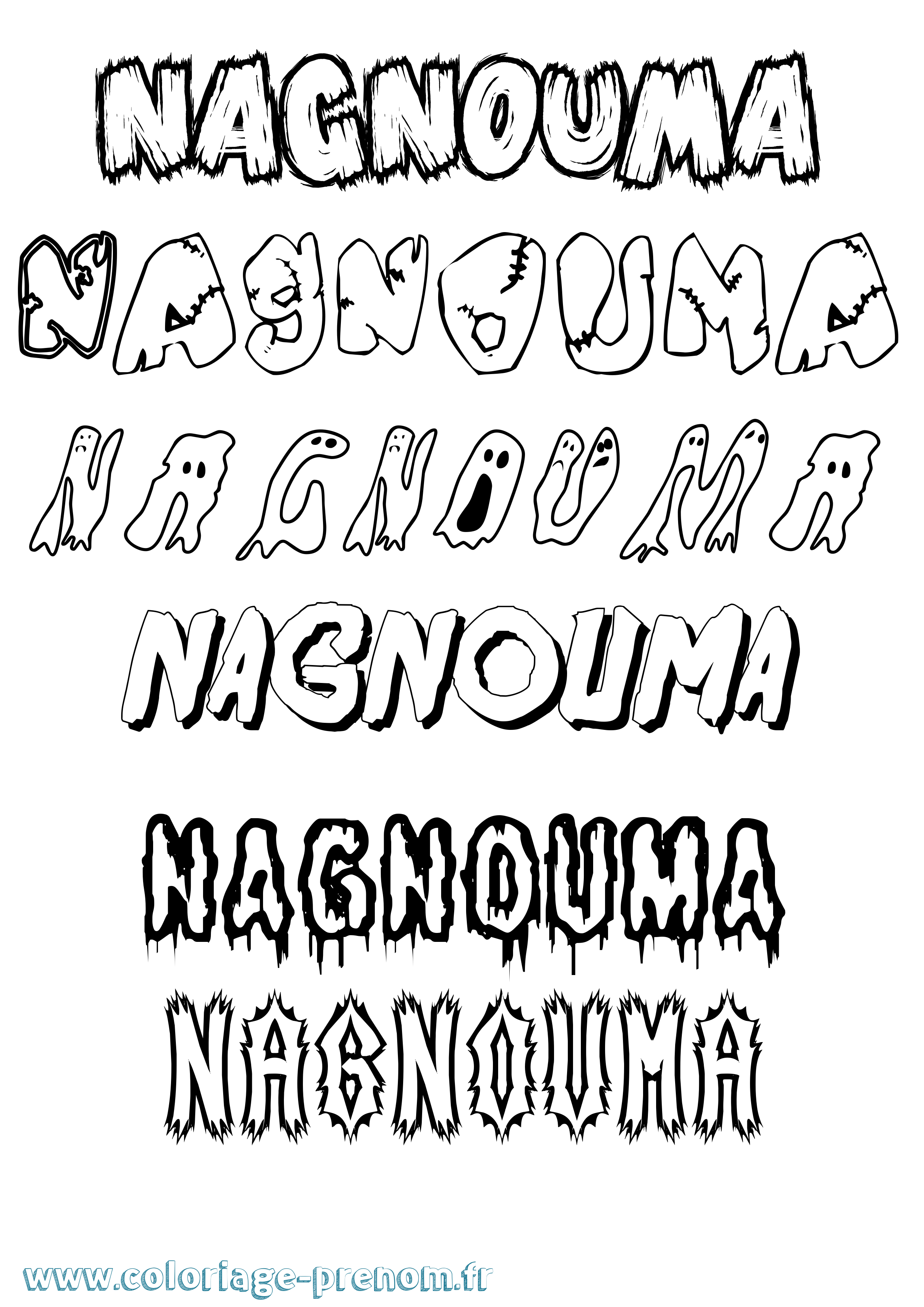 Coloriage Nagnouma Frisson Coloriage prénom Nagnouma Frisson