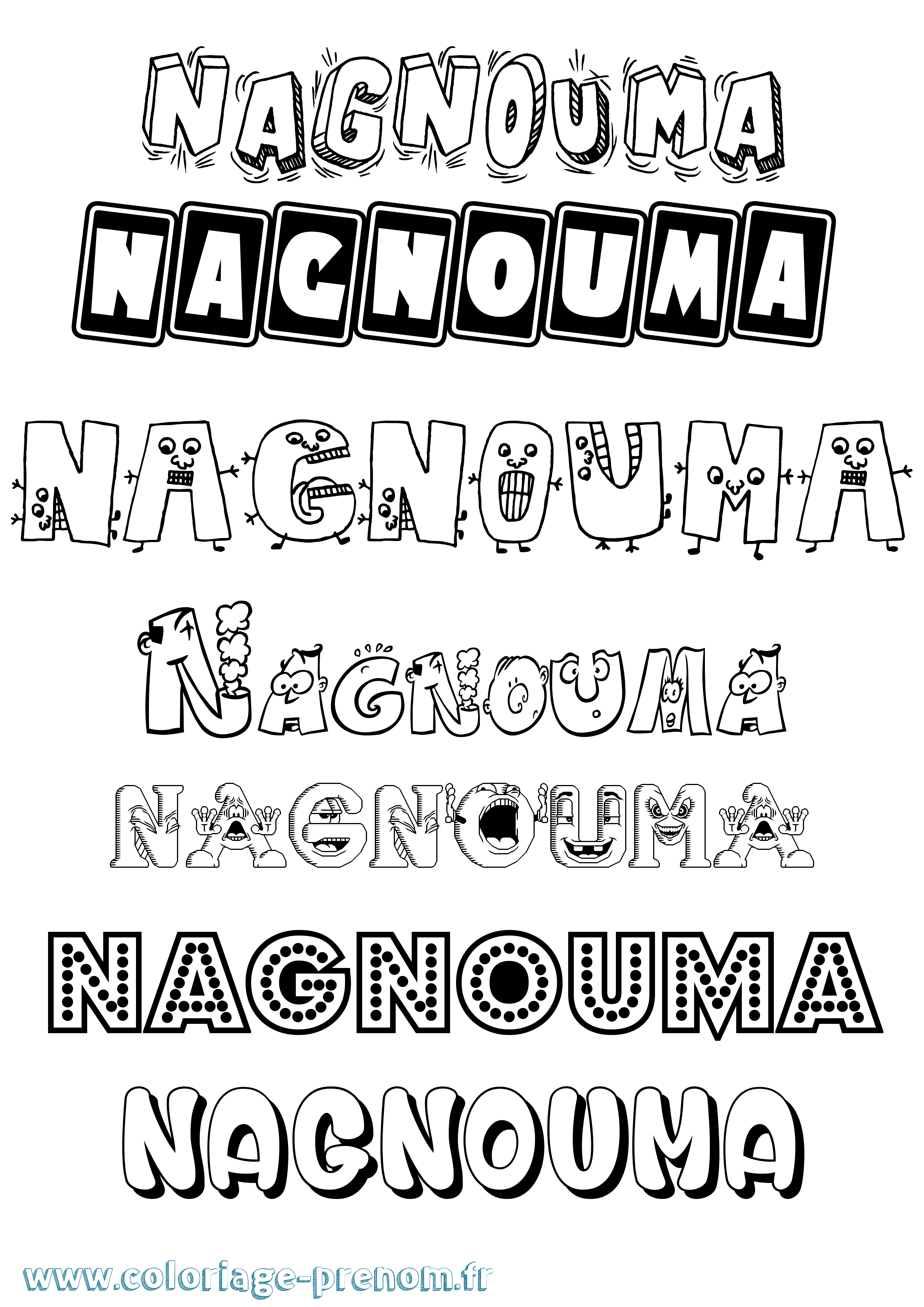 Coloriage Nagnouma Fun Coloriage prénom Nagnouma Fun