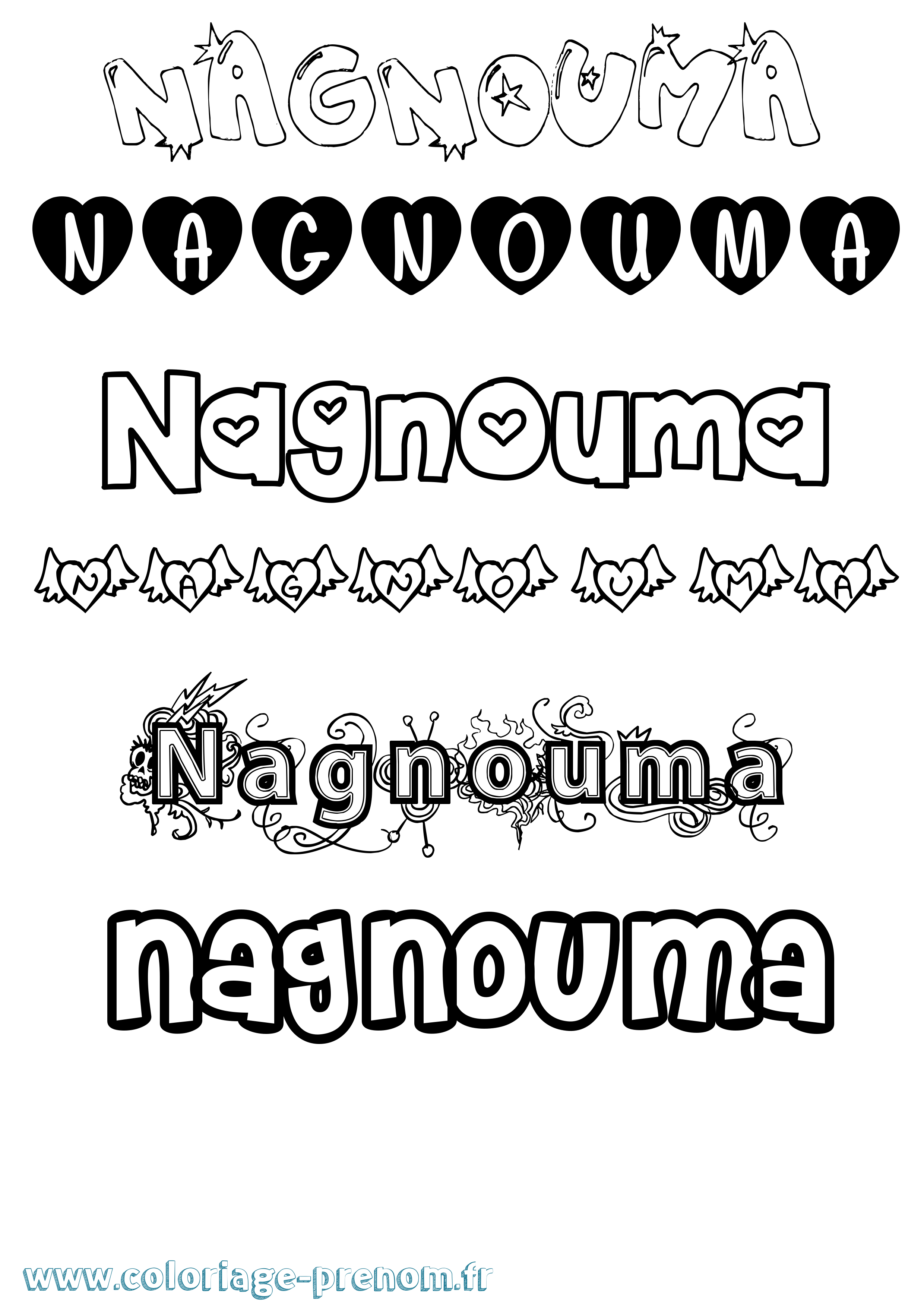 Coloriage Nagnouma Girly Coloriage prénom Nagnouma Girly