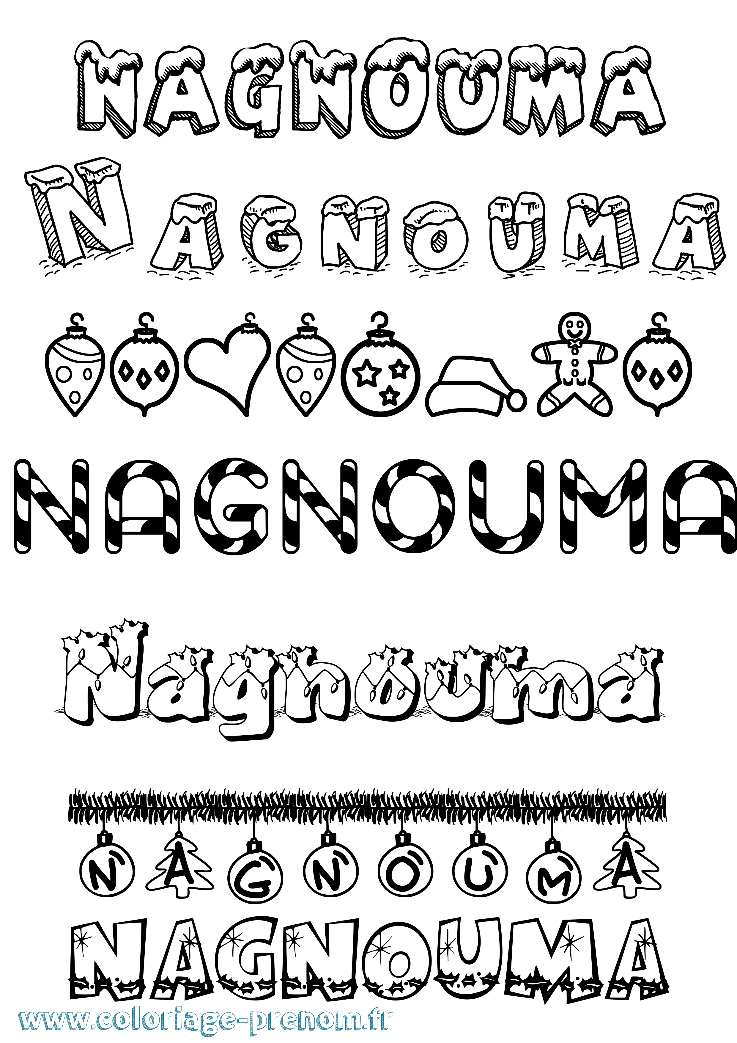 Coloriage Nagnouma Noël Coloriage prénom Nagnouma Noël