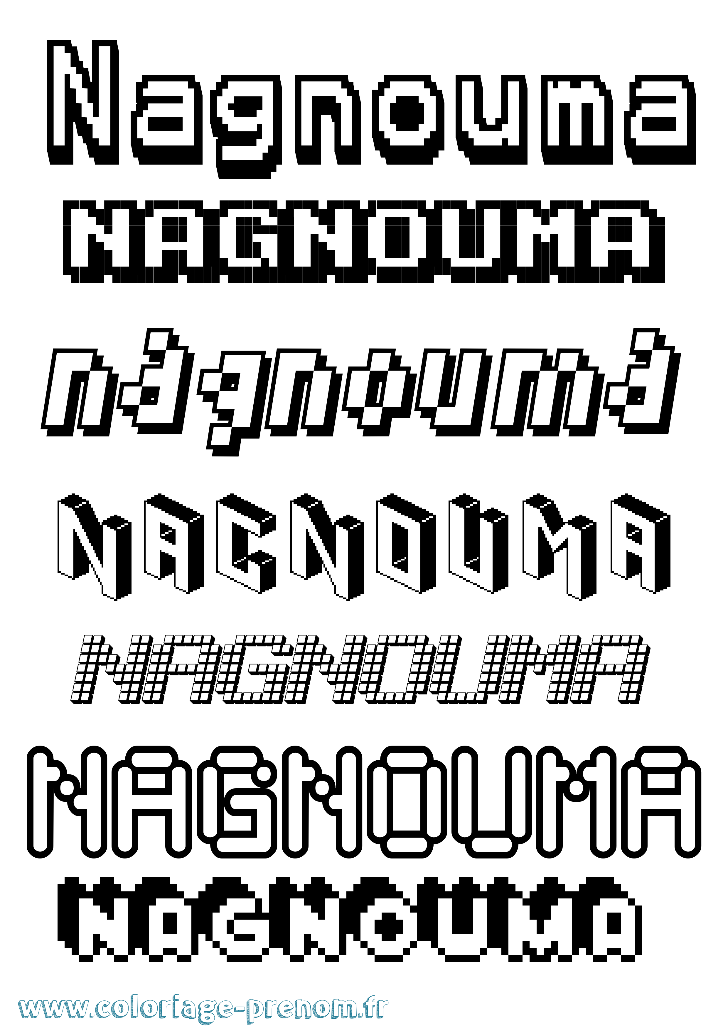 Coloriage Nagnouma Pixel Coloriage prénom Nagnouma Pixel
