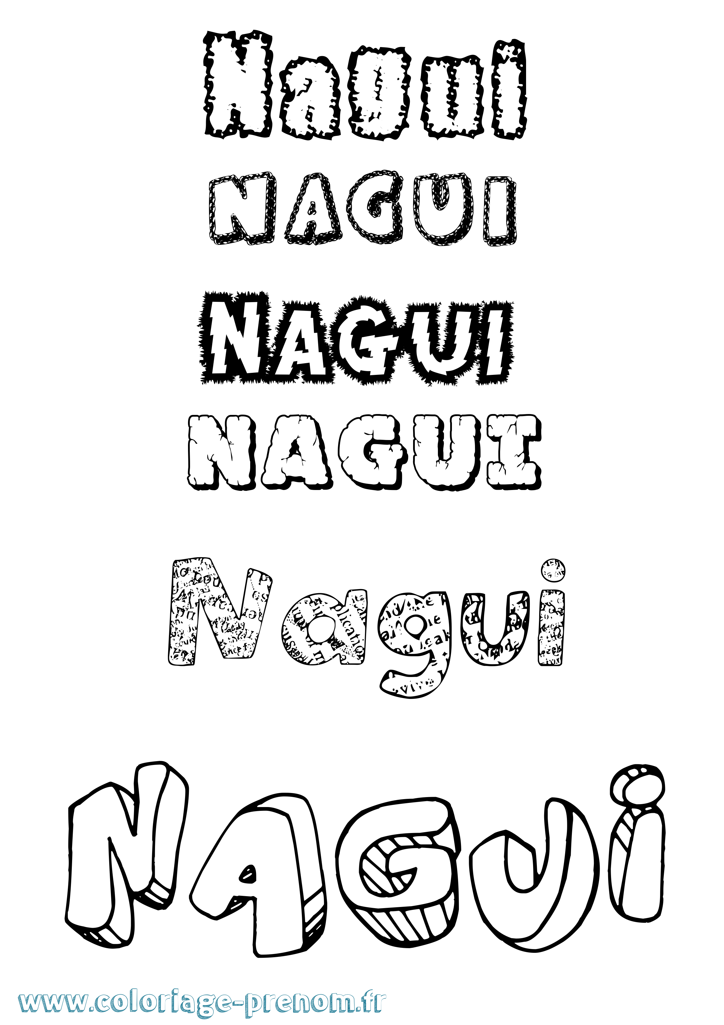 Coloriage Nagui Destructuré Coloriage prénom Nagui Destructuré