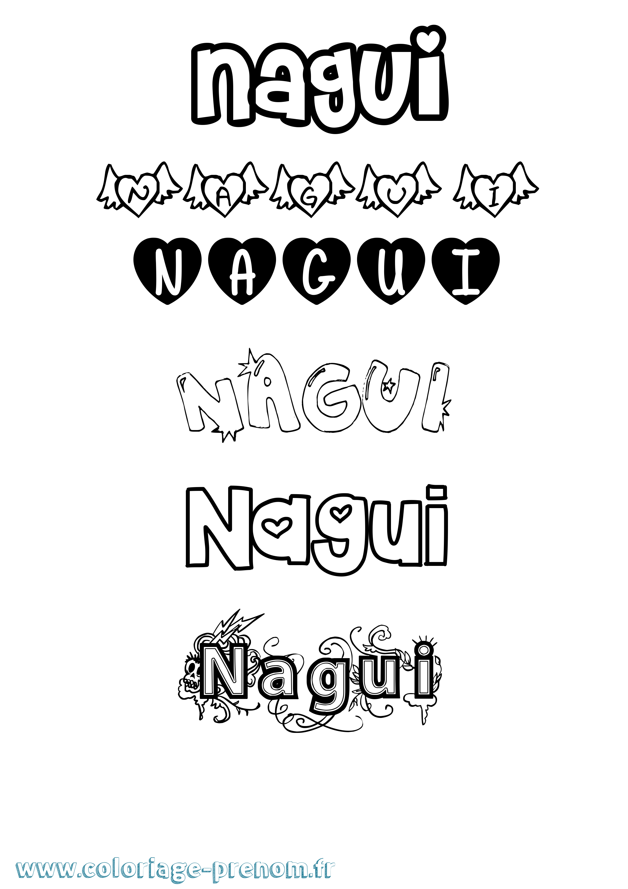 Coloriage Nagui Girly Coloriage prénom Nagui Girly