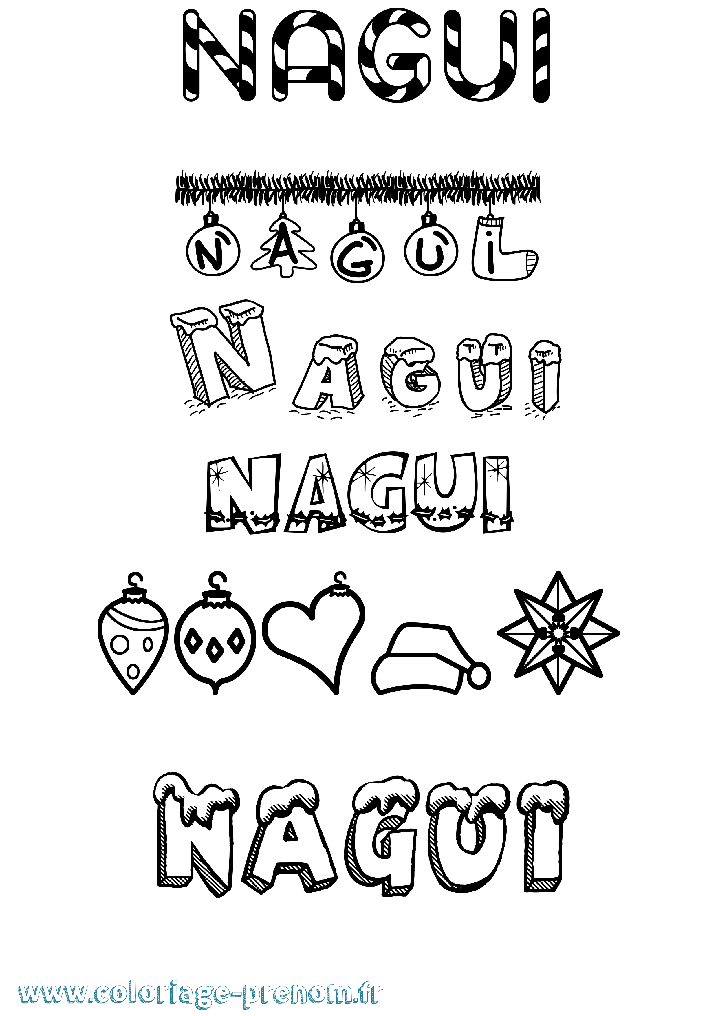 Coloriage Nagui Noël Coloriage prénom Nagui Noël