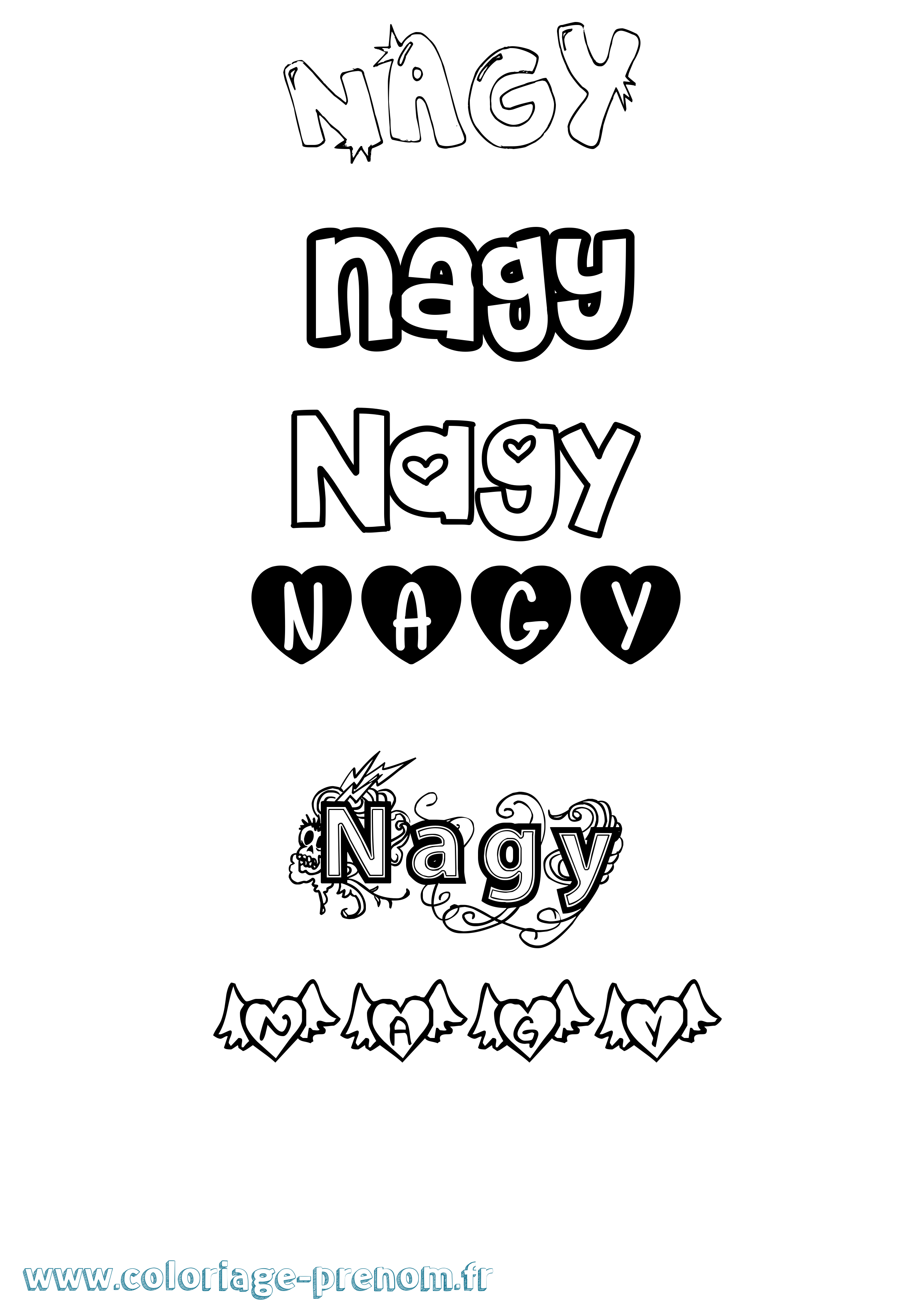 Coloriage Nagy Girly Coloriage prénom Nagy Girly
