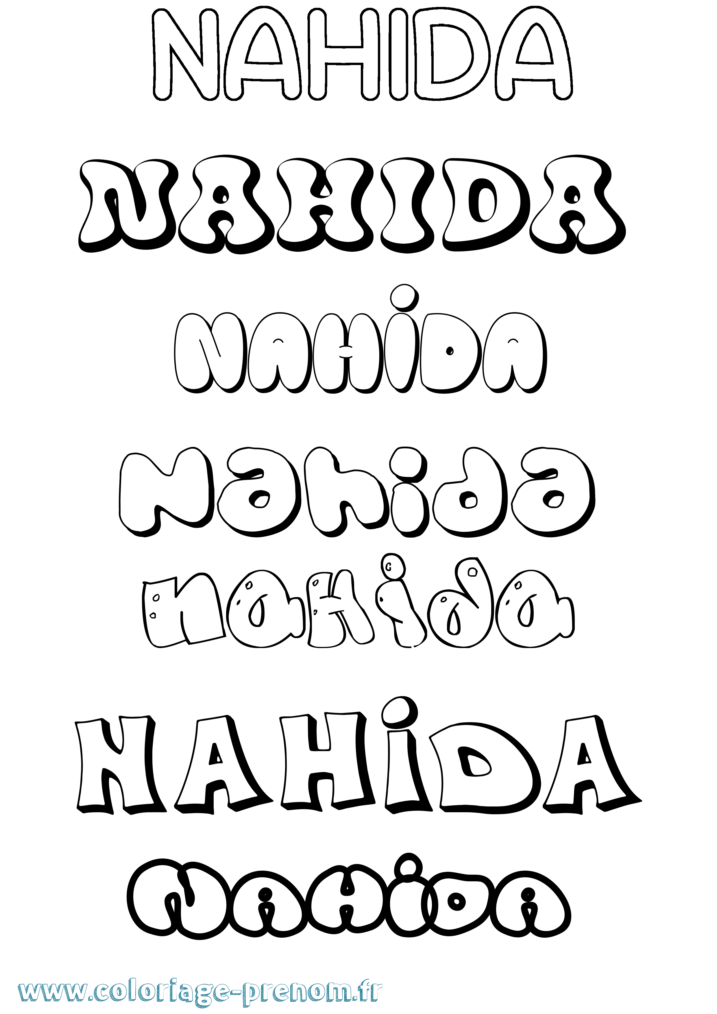 Coloriage Nahida Bubble Coloriage prénom Nahida Bubble