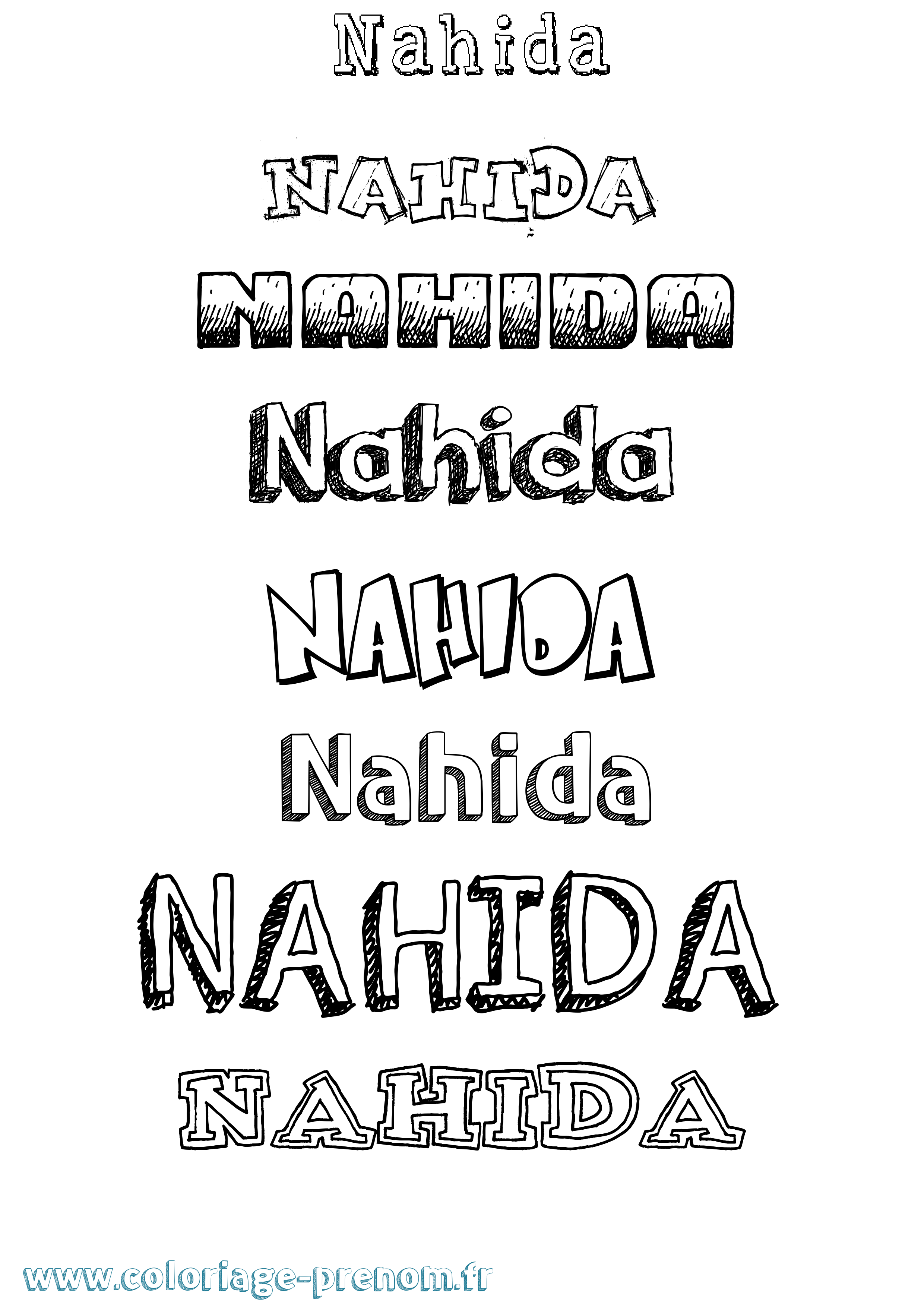 Coloriage Nahida Dessiné Coloriage prénom Nahida Dessiné