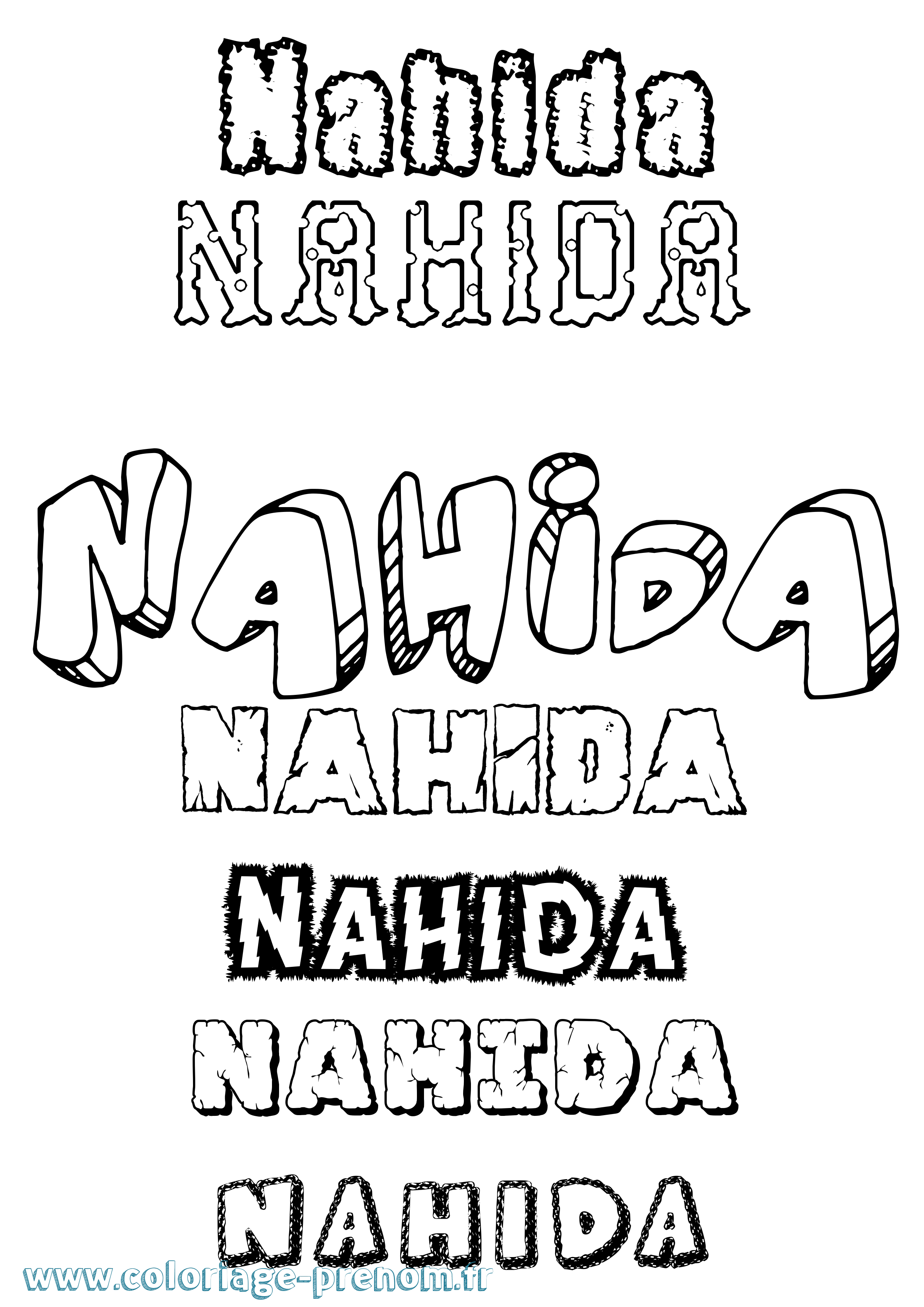 Coloriage Nahida Destructuré Coloriage prénom Nahida Destructuré