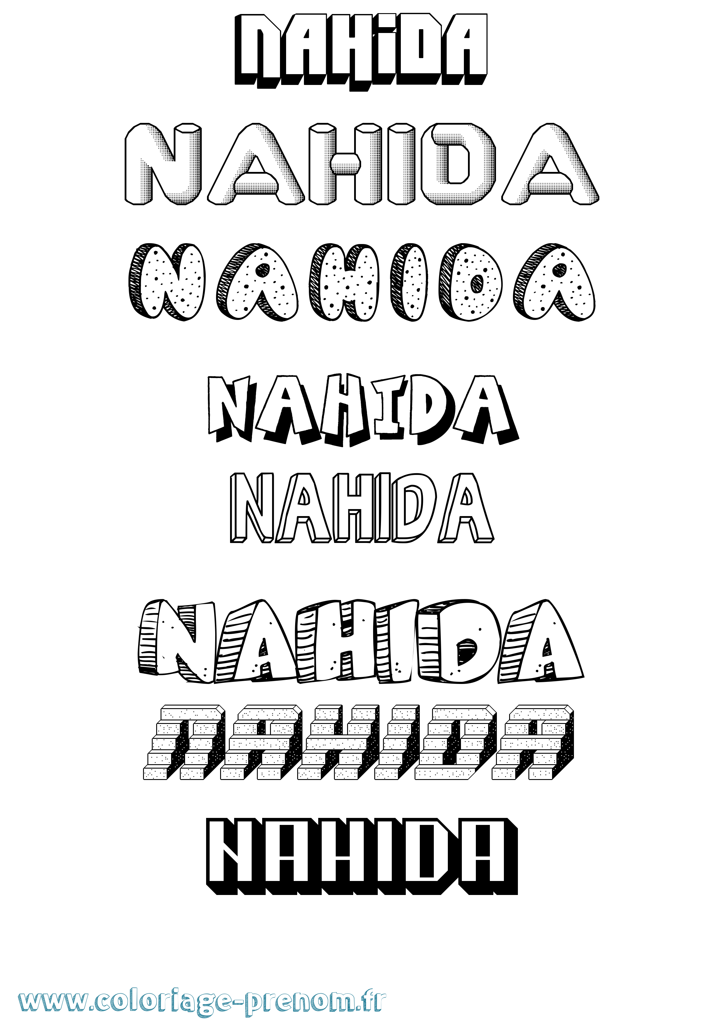 Coloriage Nahida Effet 3D Coloriage prénom Nahida Effet 3D