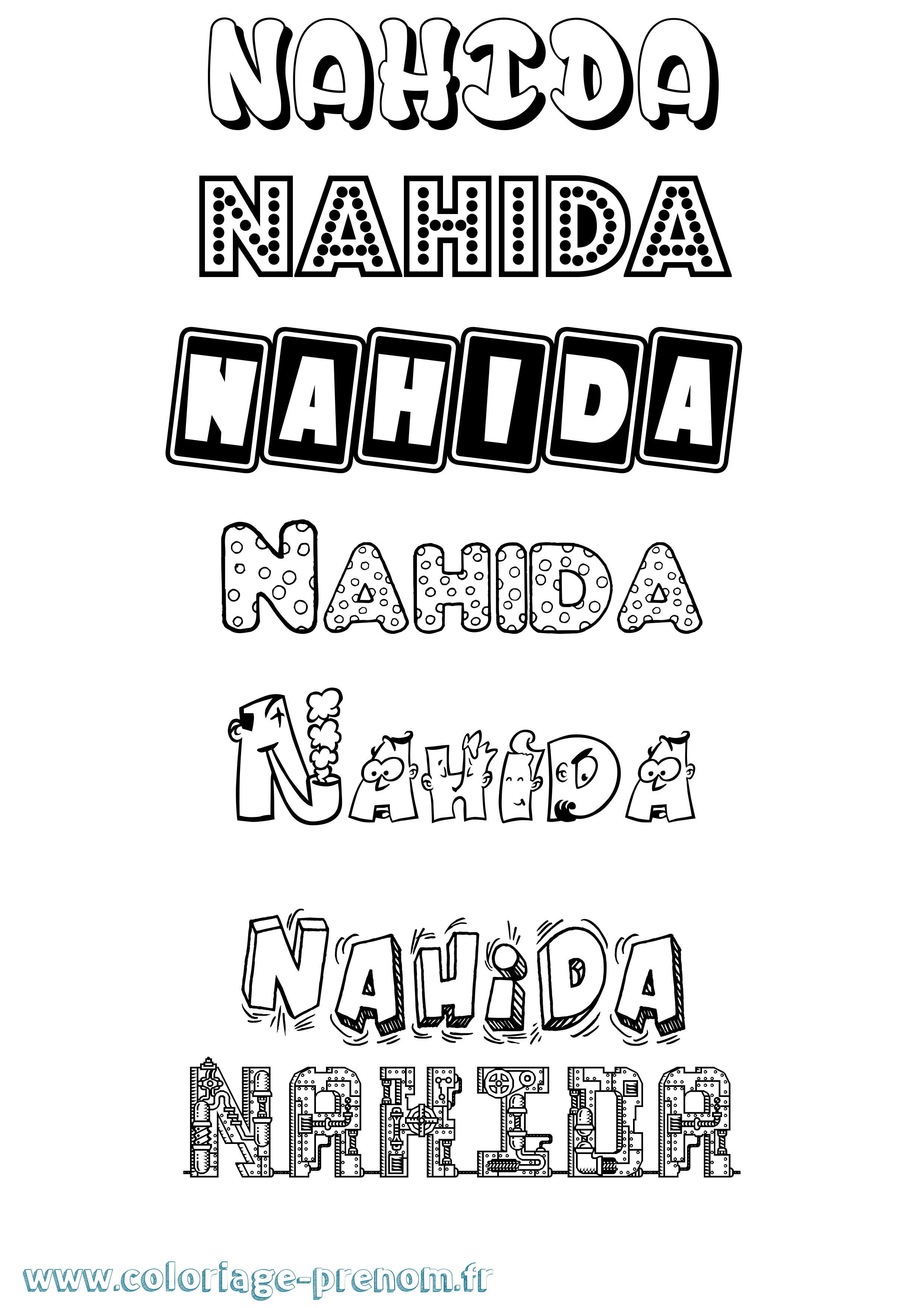 Coloriage Nahida Fun Coloriage prénom Nahida Fun