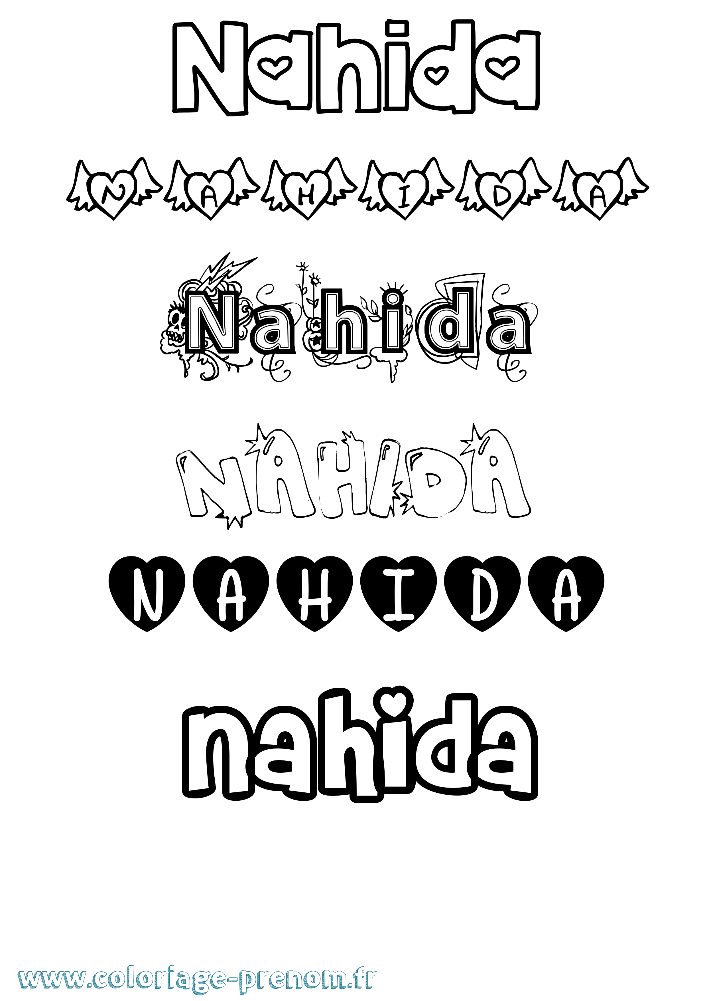 Coloriage Nahida Girly Coloriage prénom Nahida Girly