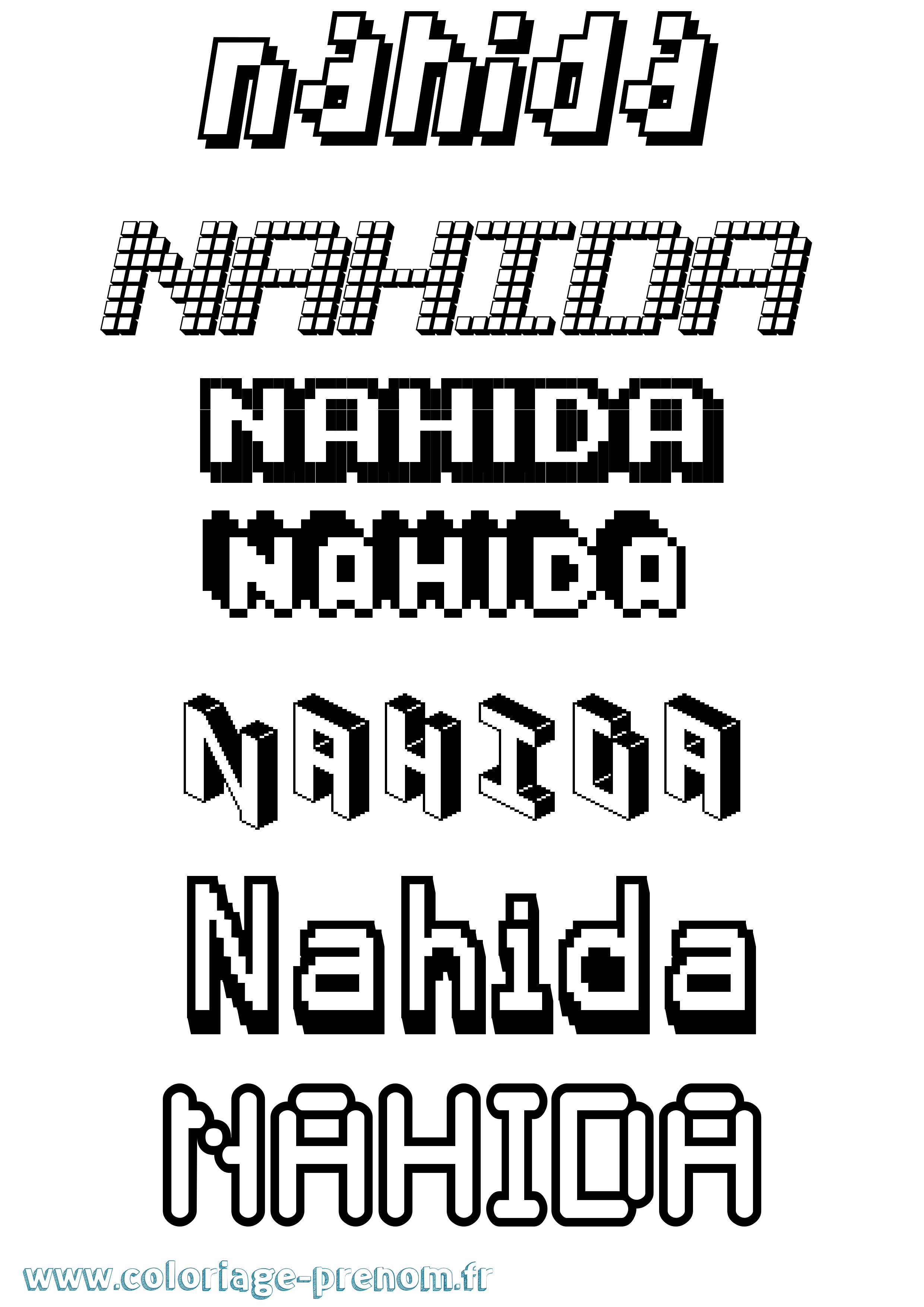 Coloriage Nahida Pixel Coloriage prénom Nahida Pixel