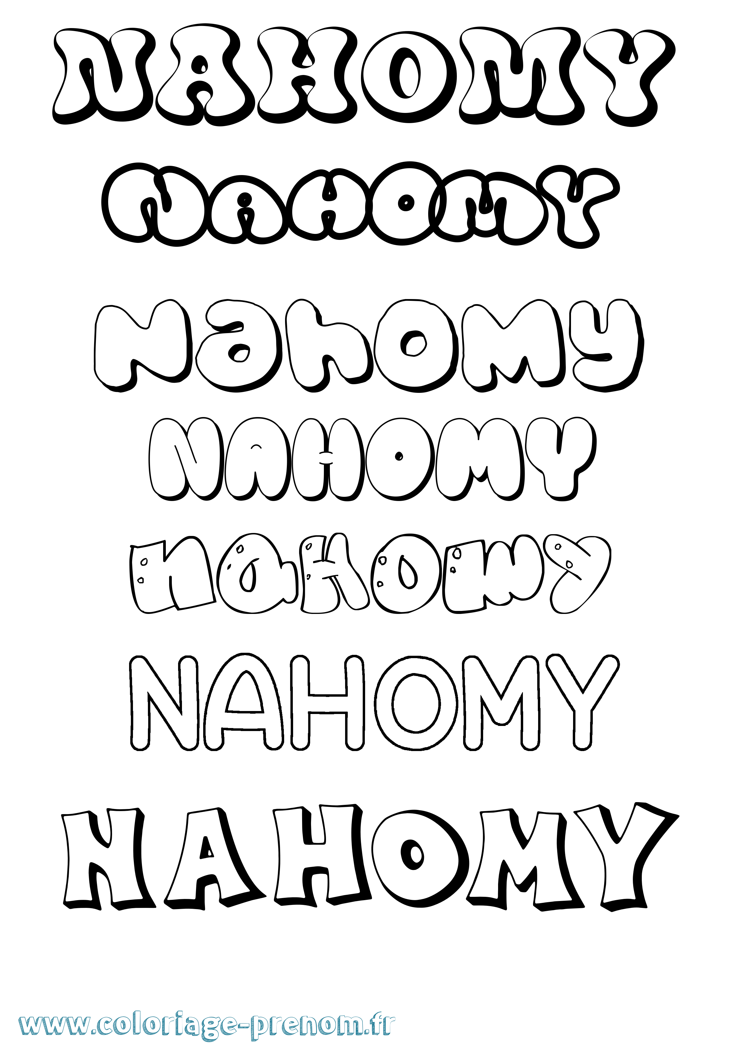 Coloriage Nahomy Bubble Coloriage prénom Nahomy Bubble