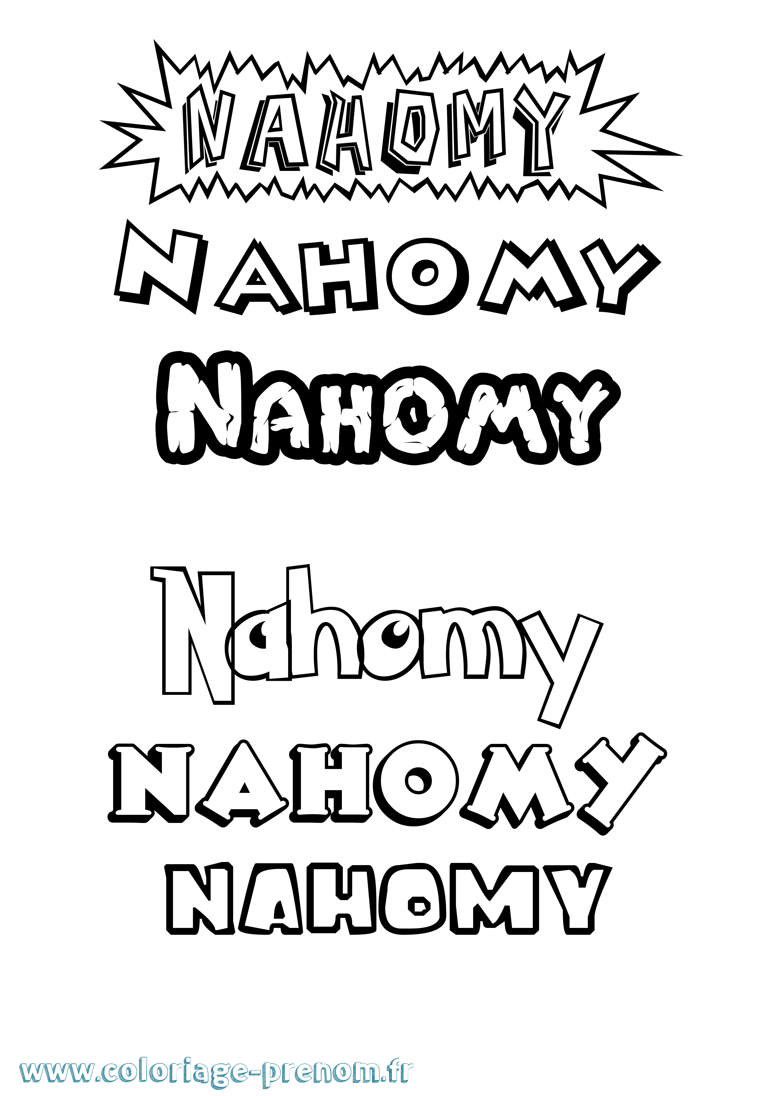 Coloriage Nahomy Dessin Animé Coloriage prénom Nahomy Dessin Animé