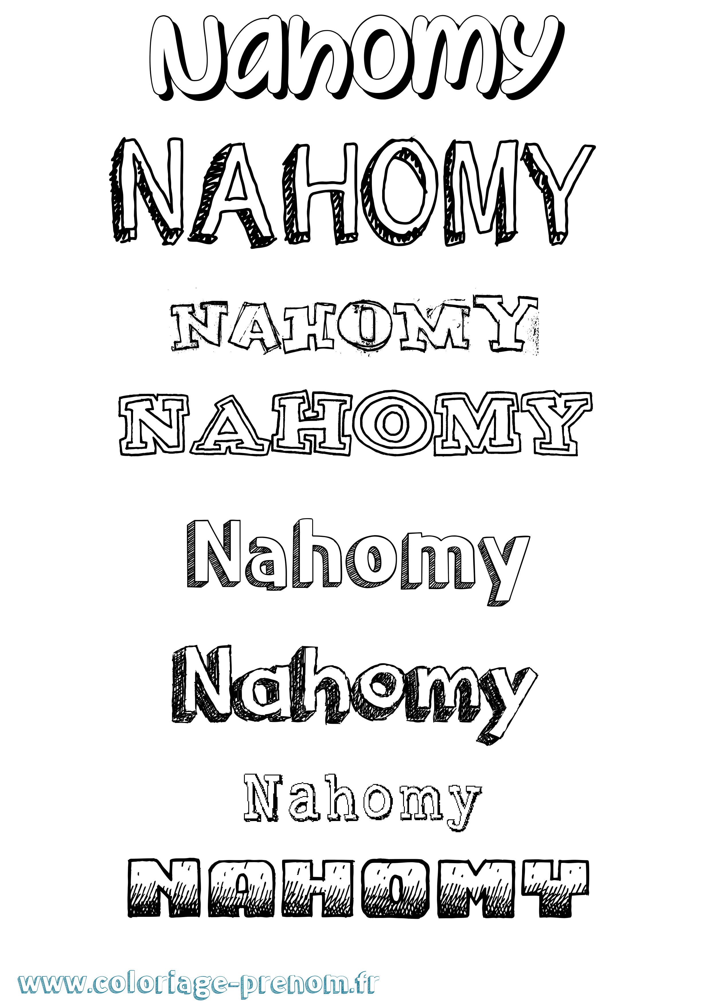 Coloriage Nahomy Dessiné Coloriage prénom Nahomy Dessiné