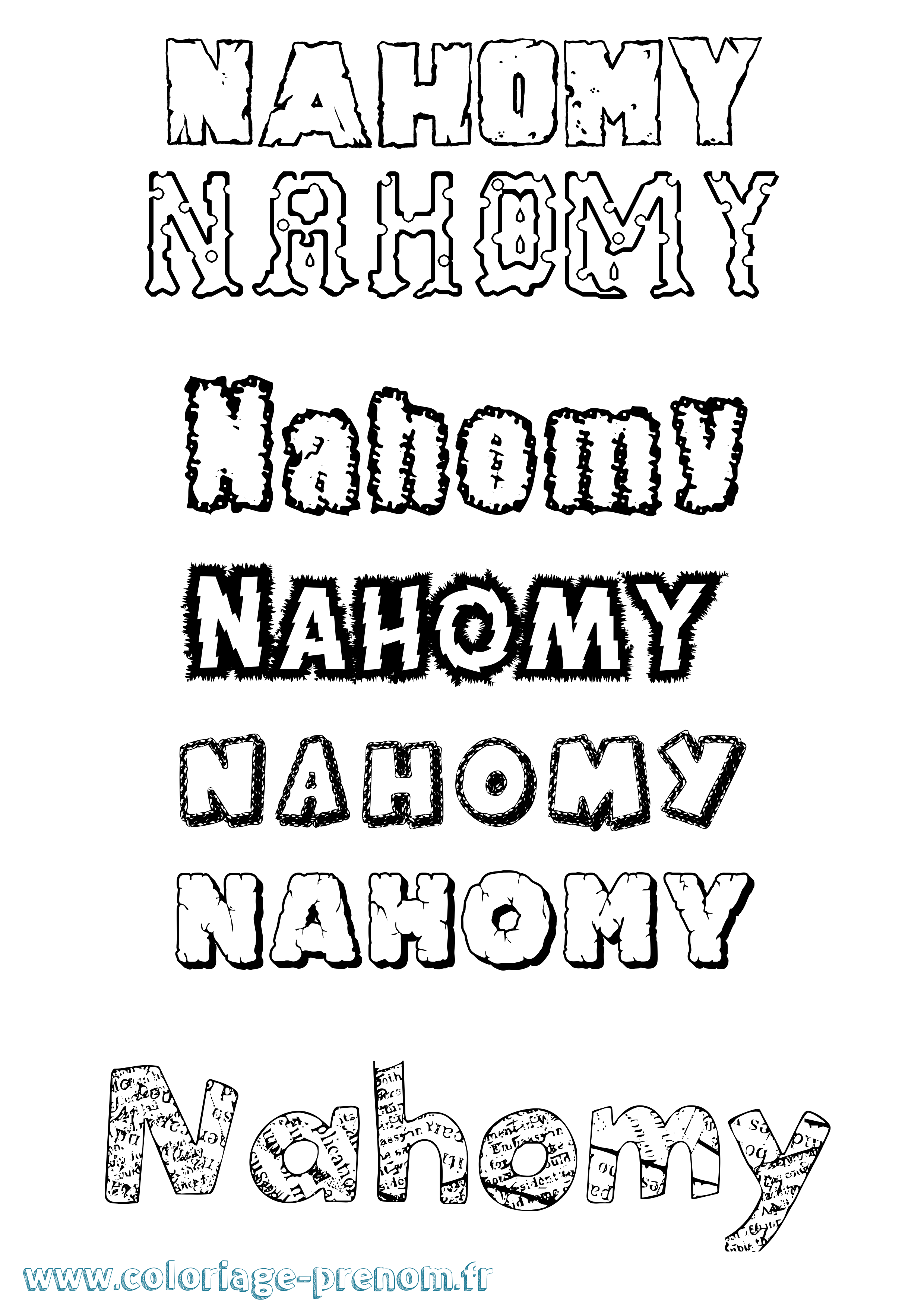 Coloriage Nahomy Destructuré Coloriage prénom Nahomy Destructuré