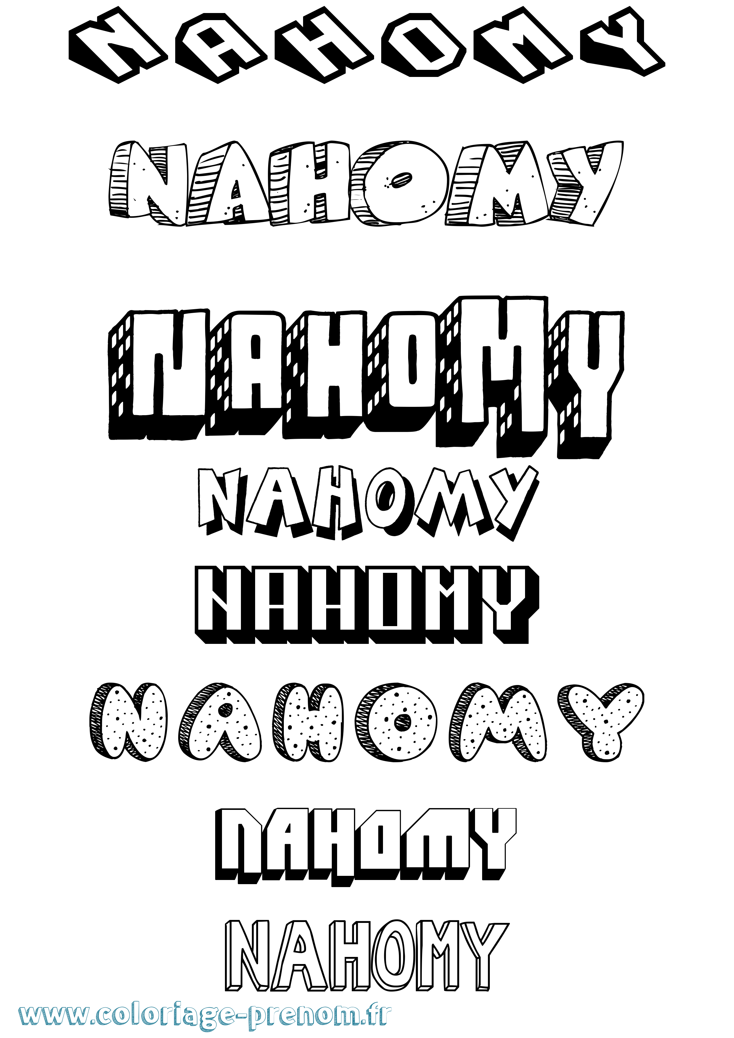 Coloriage Nahomy Effet 3D Coloriage prénom Nahomy Effet 3D