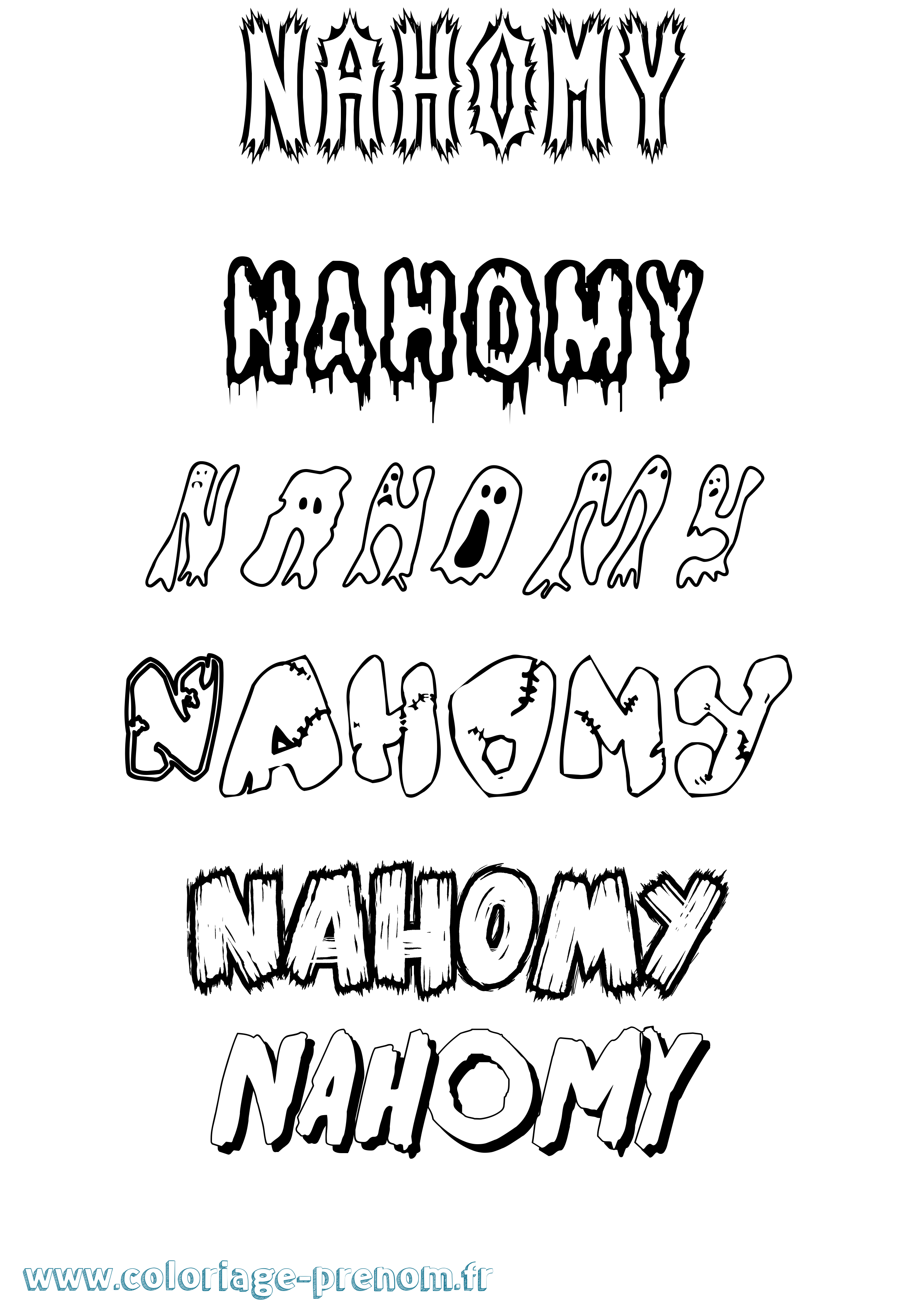 Coloriage Nahomy Frisson Coloriage prénom Nahomy Frisson