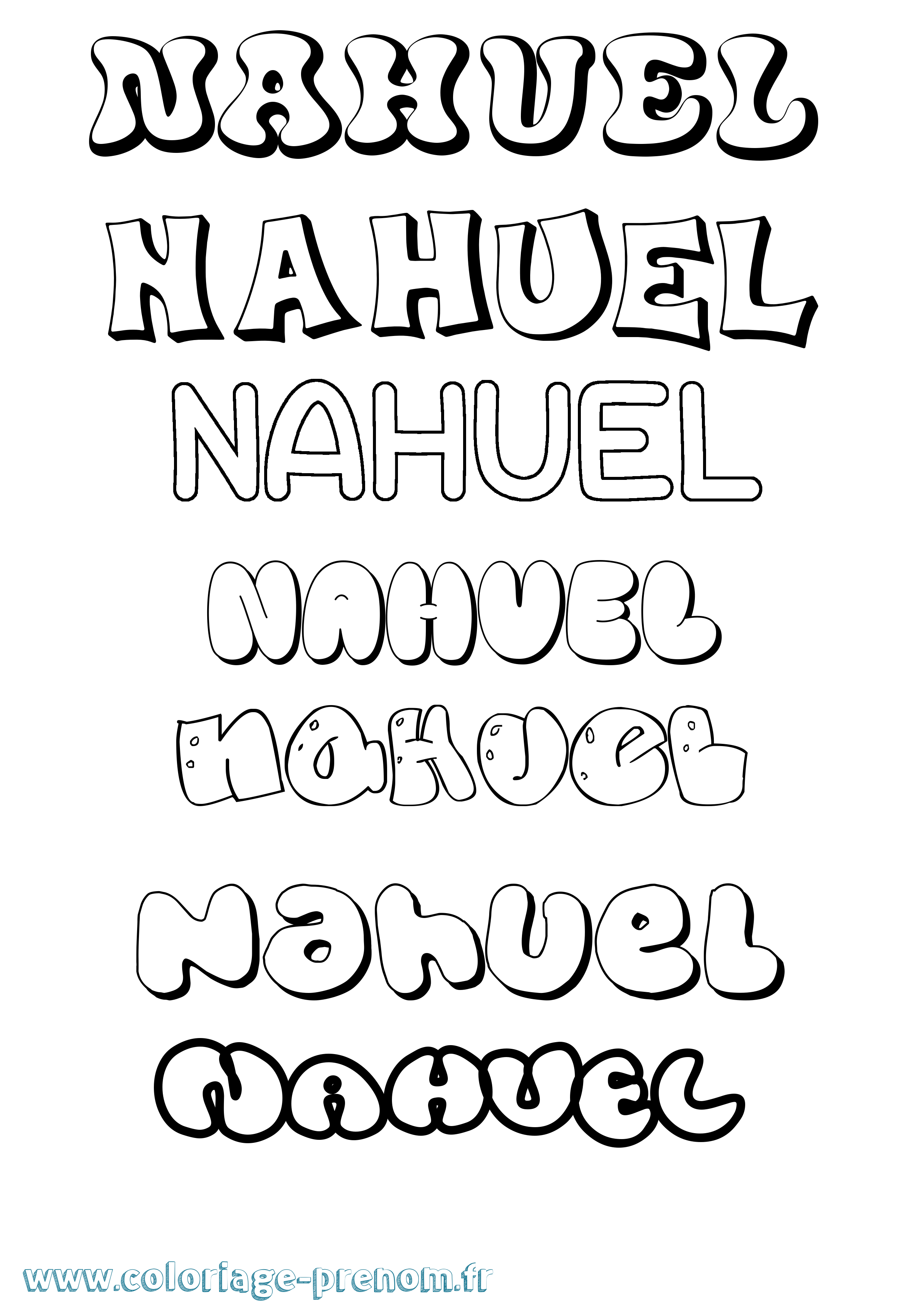 Coloriage Nahuel Bubble Coloriage prénom Nahuel Bubble