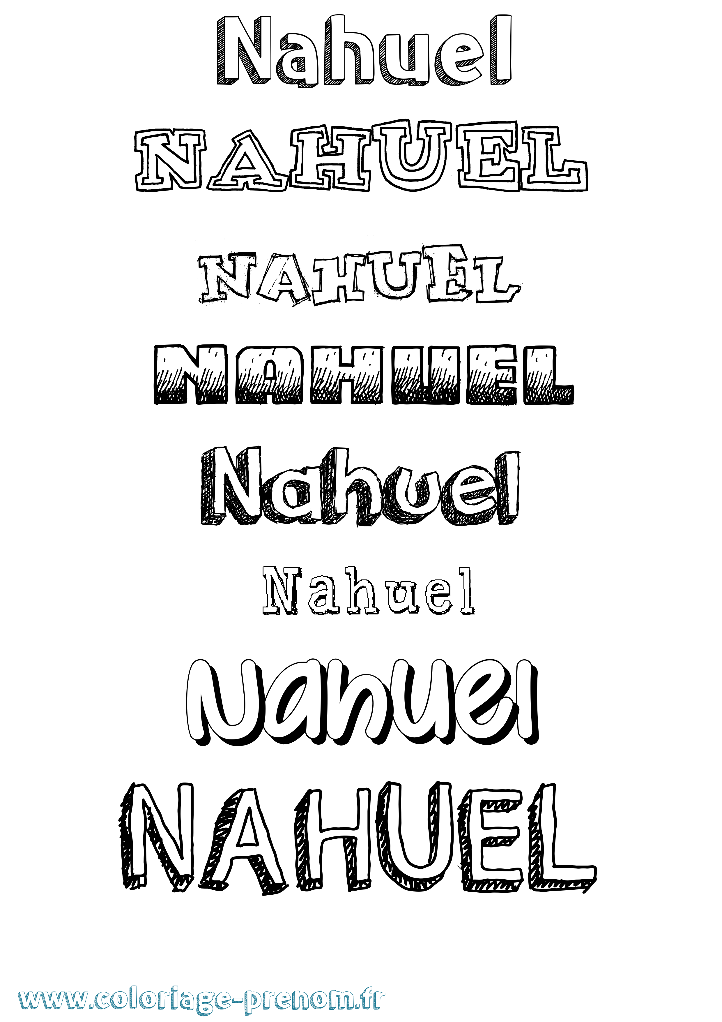 Coloriage Nahuel Dessiné Coloriage prénom Nahuel Dessiné