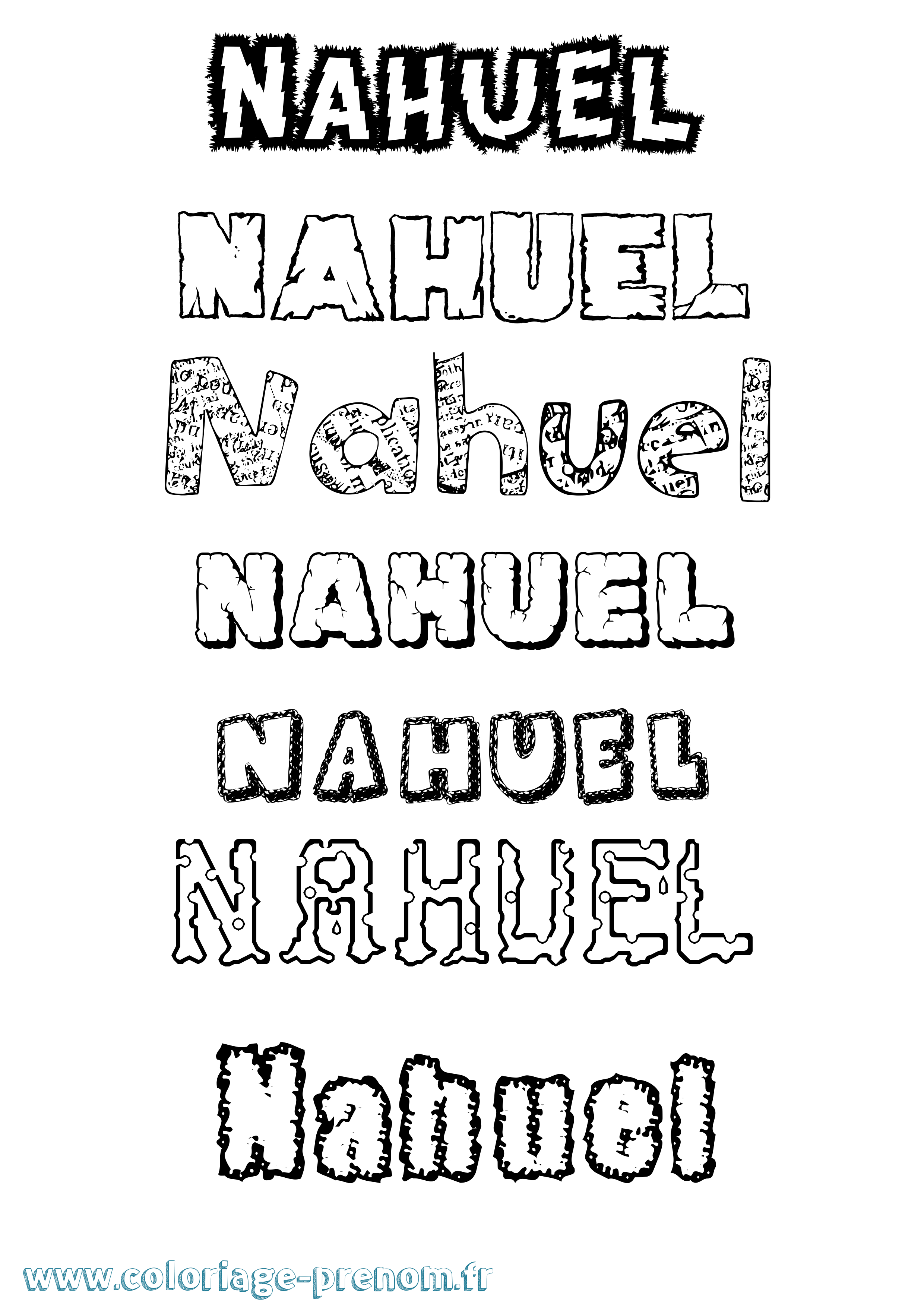 Coloriage Nahuel Destructuré Coloriage prénom Nahuel Destructuré