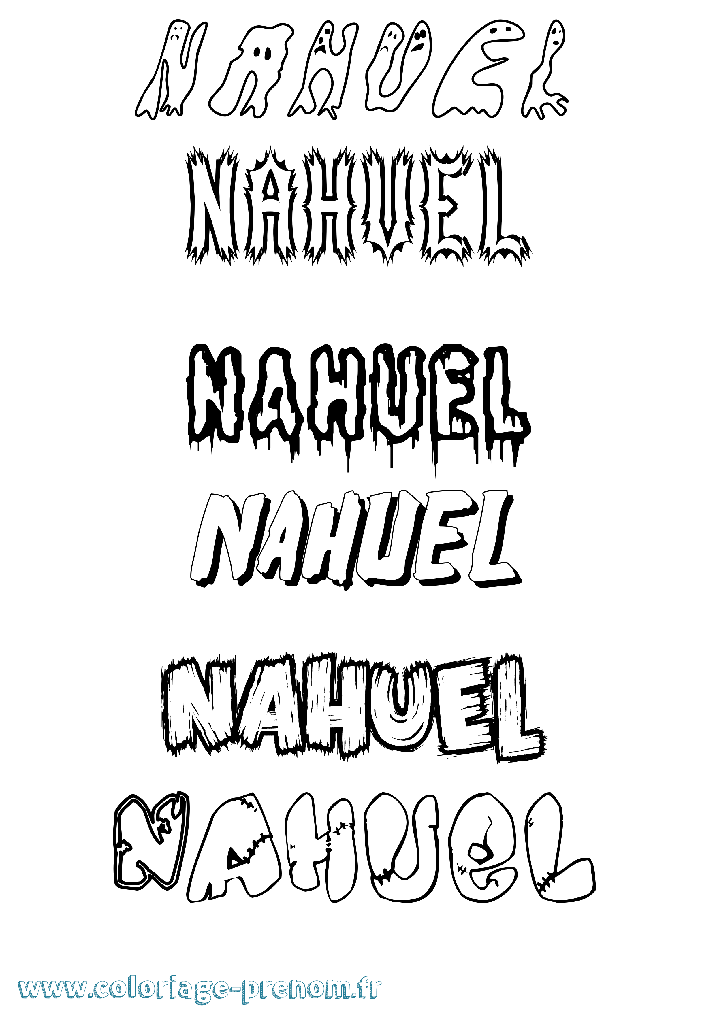 Coloriage Nahuel Frisson Coloriage prénom Nahuel Frisson
