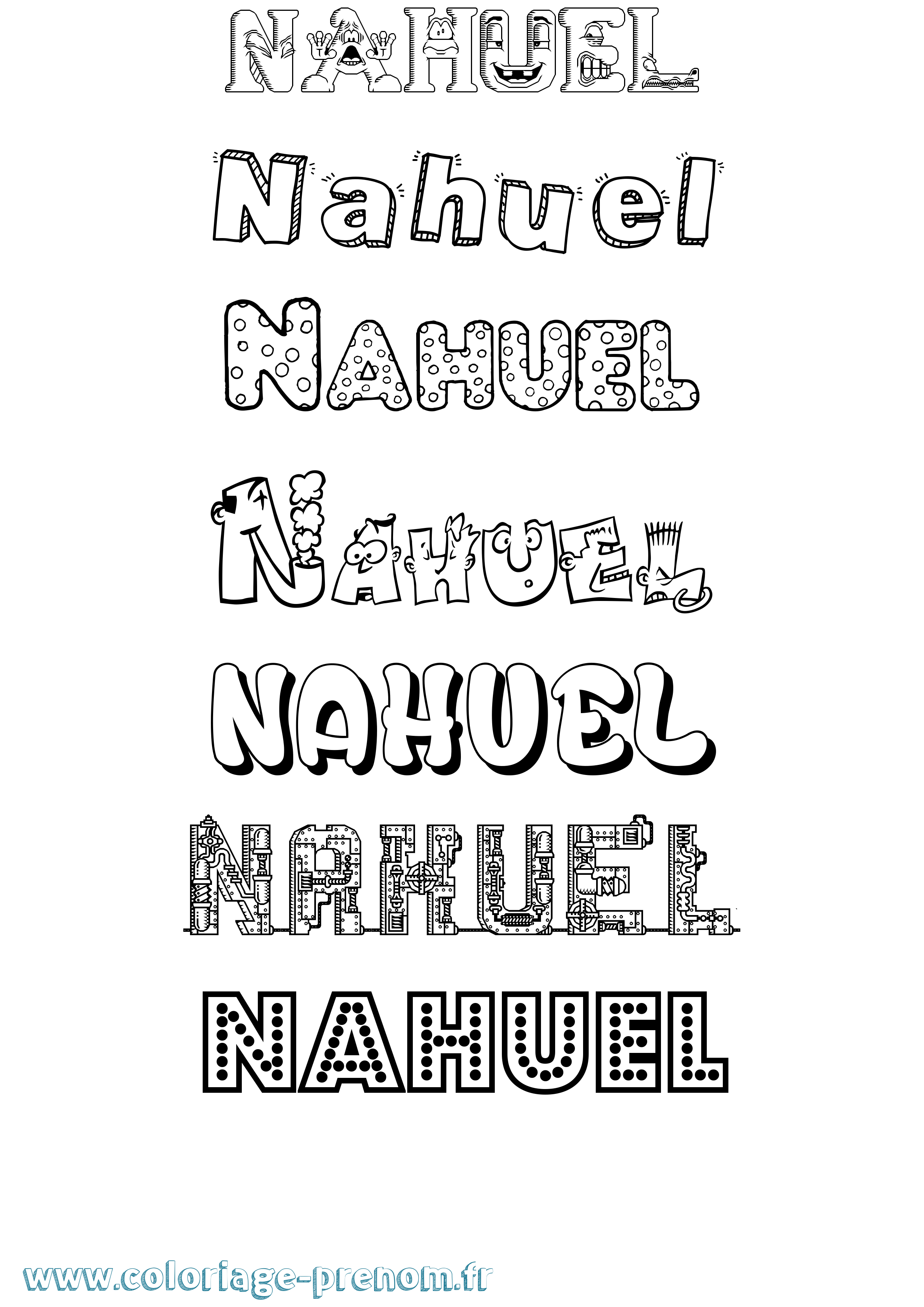 Coloriage Nahuel Fun Coloriage prénom Nahuel Fun