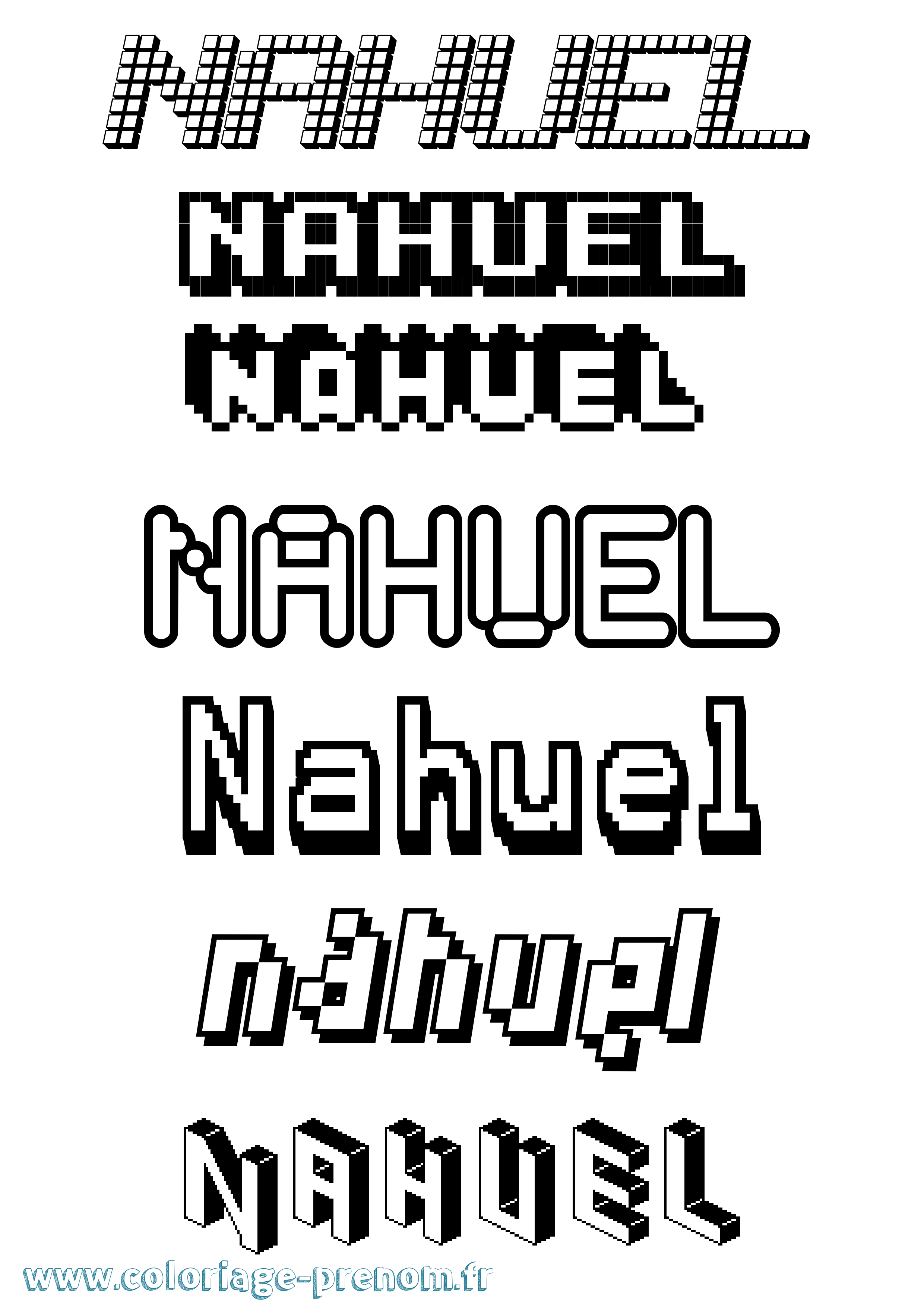 Coloriage Nahuel Pixel Coloriage prénom Nahuel Pixel