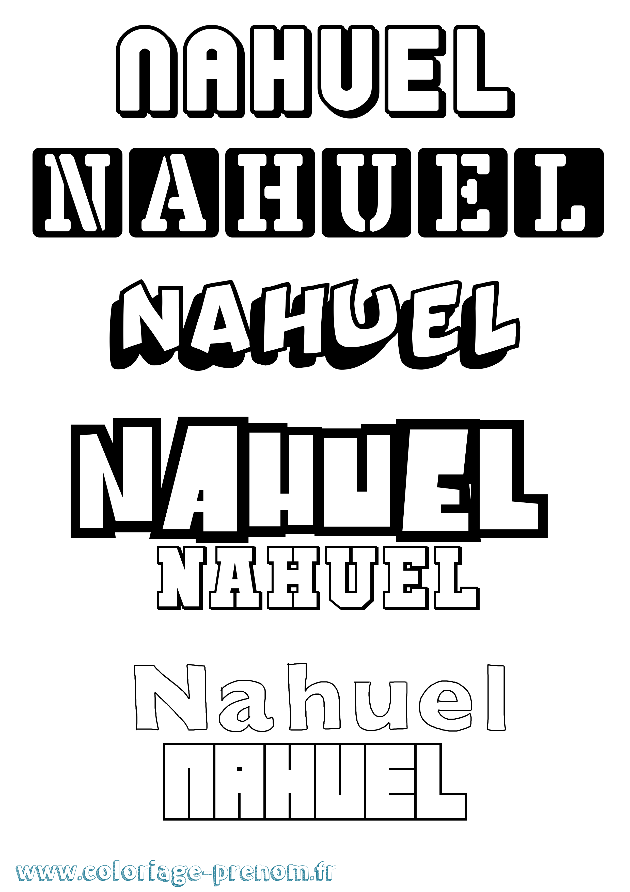 Coloriage Nahuel Simple Coloriage prénom Nahuel Simple