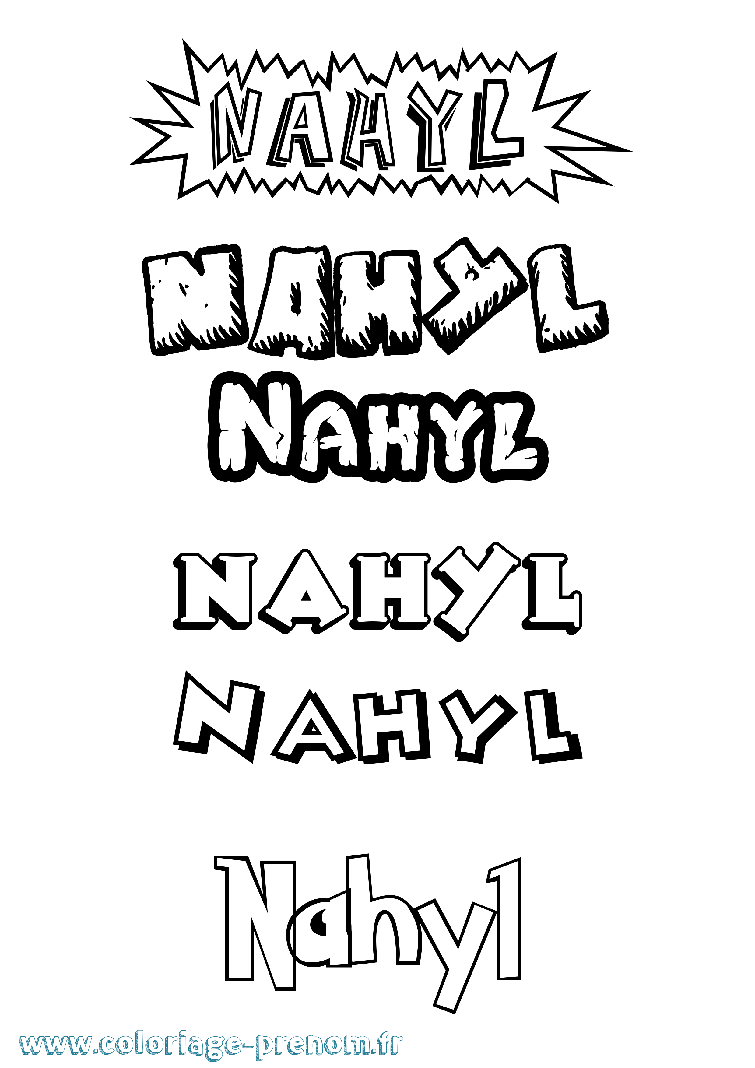 Coloriage Nahyl Dessin Animé Coloriage prénom Nahyl Dessin Animé