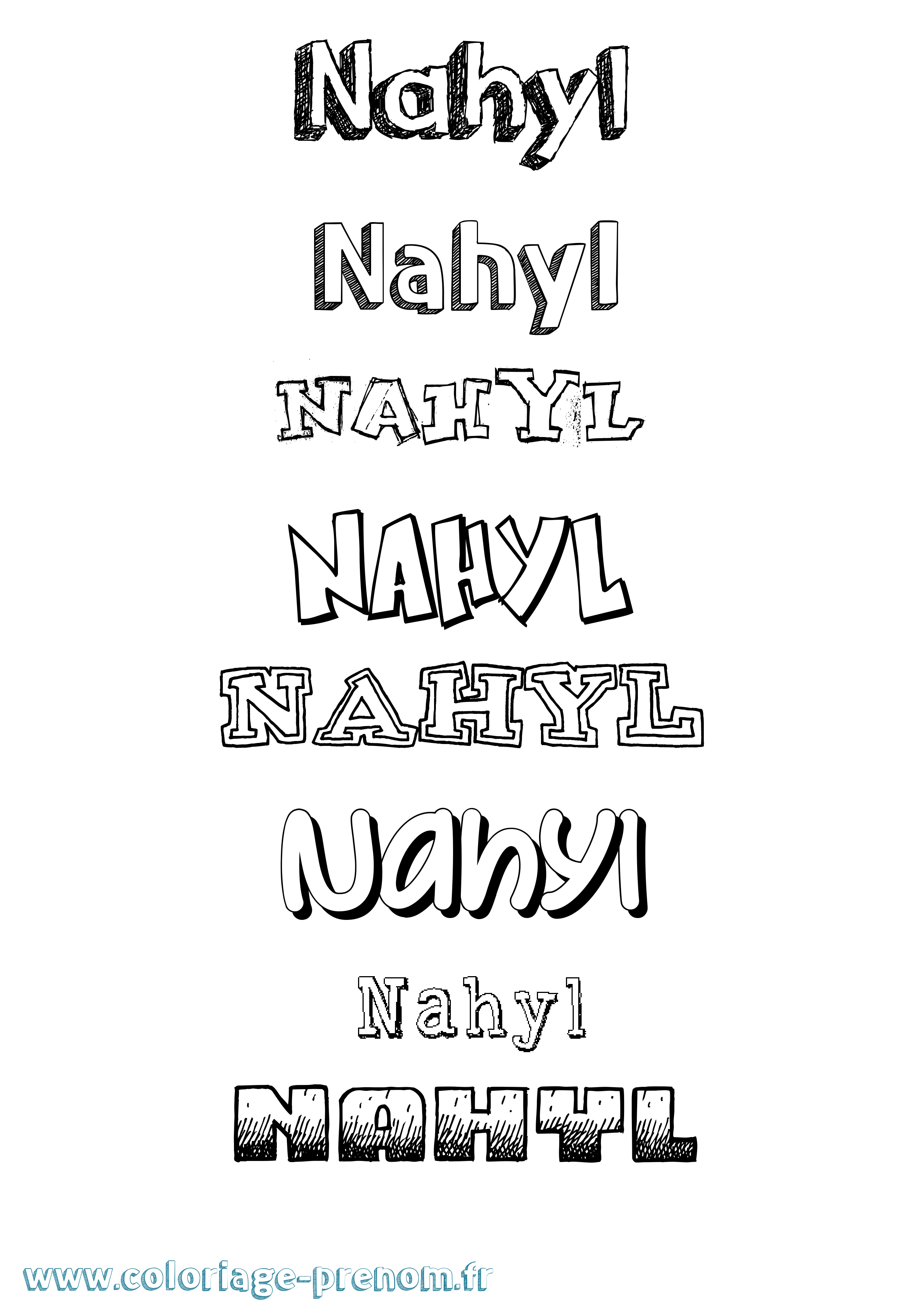 Coloriage Nahyl Dessiné Coloriage prénom Nahyl Dessiné