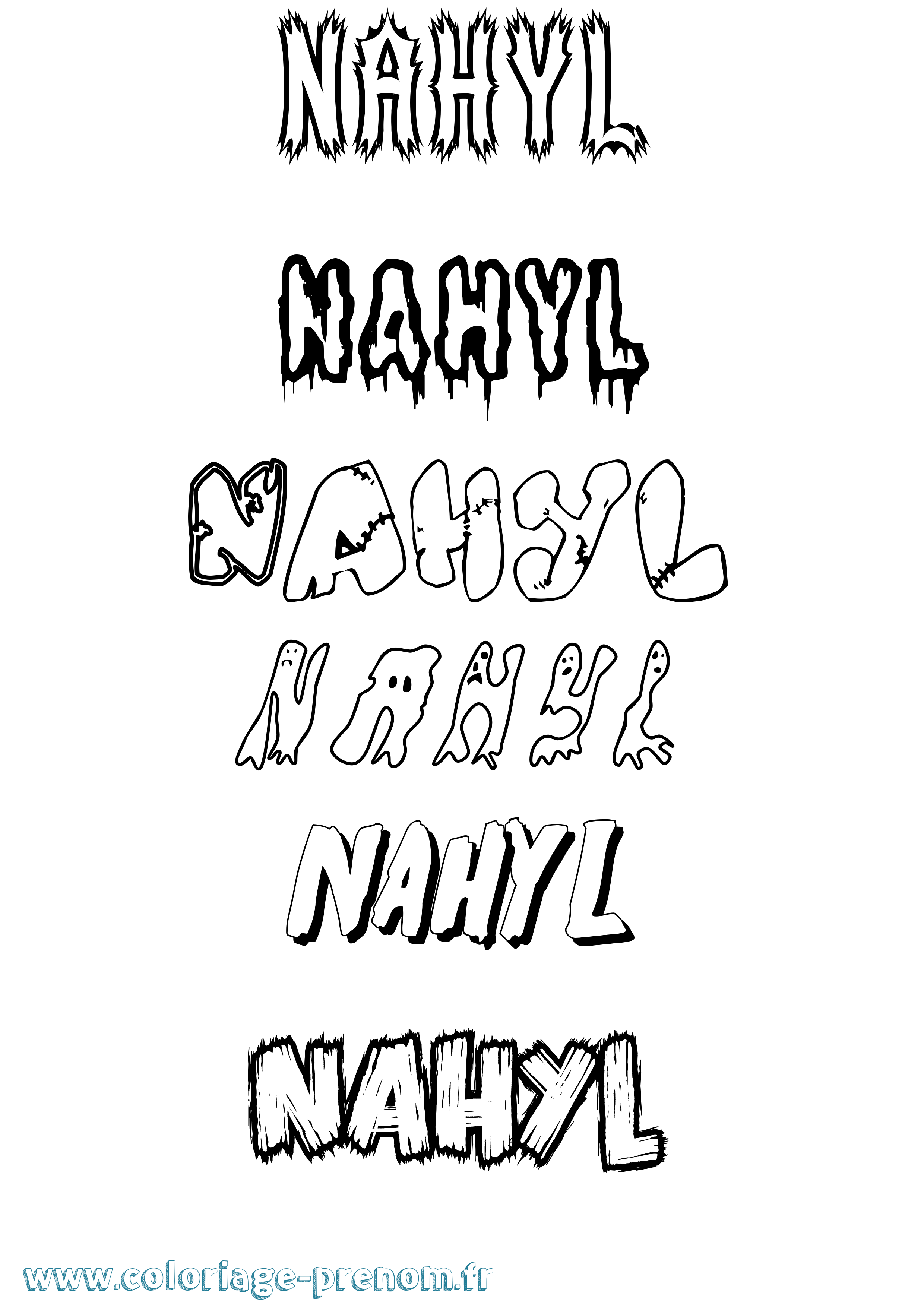 Coloriage Nahyl Frisson Coloriage prénom Nahyl Frisson